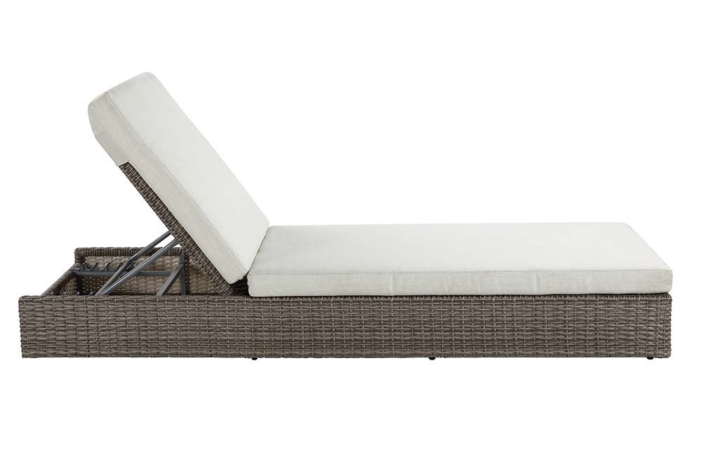ACME Salena - Patio Lounge Chair - Beige Fabric & Gray Finish - 8" | Meri Furniture