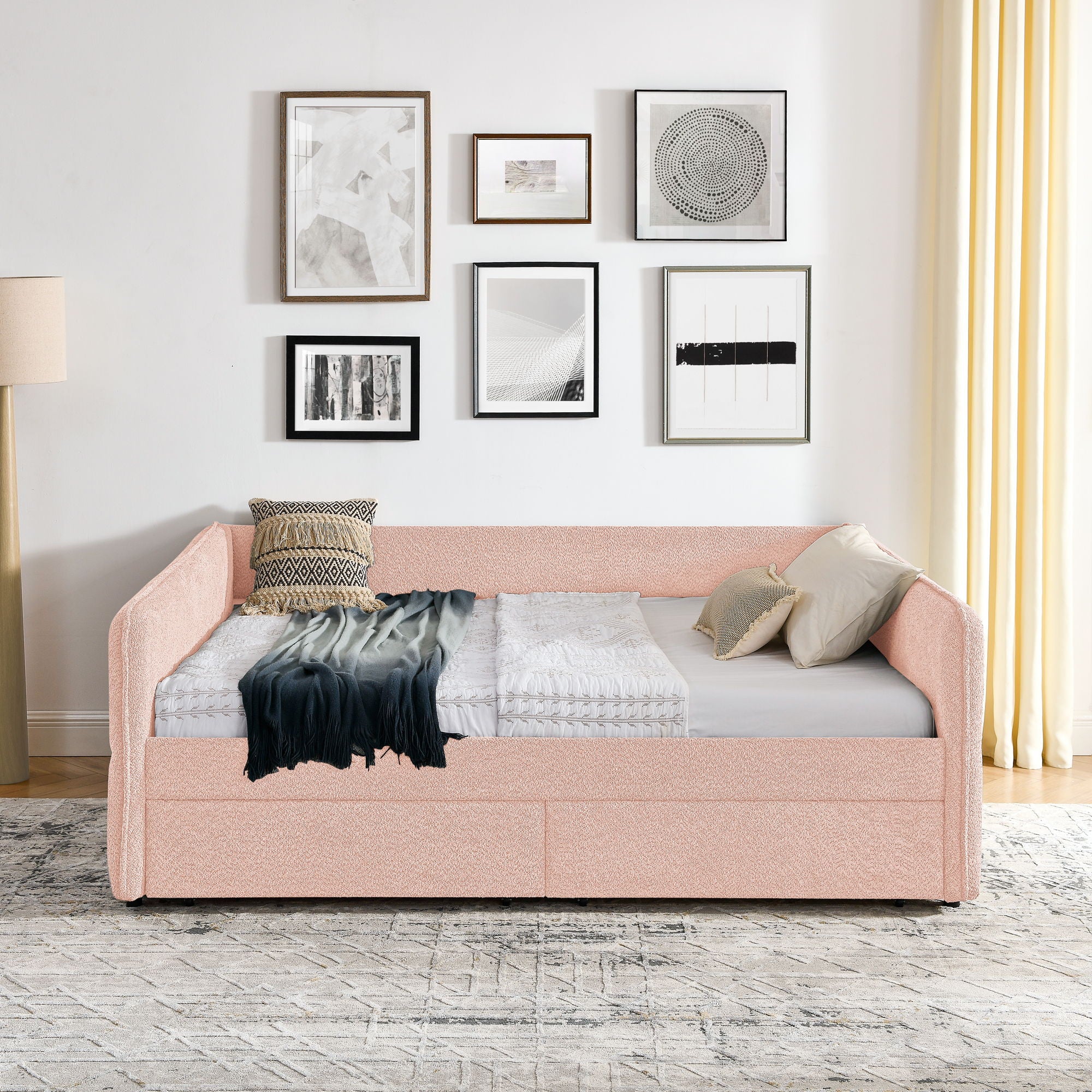 Upholstered Daybed & 2 Drawers