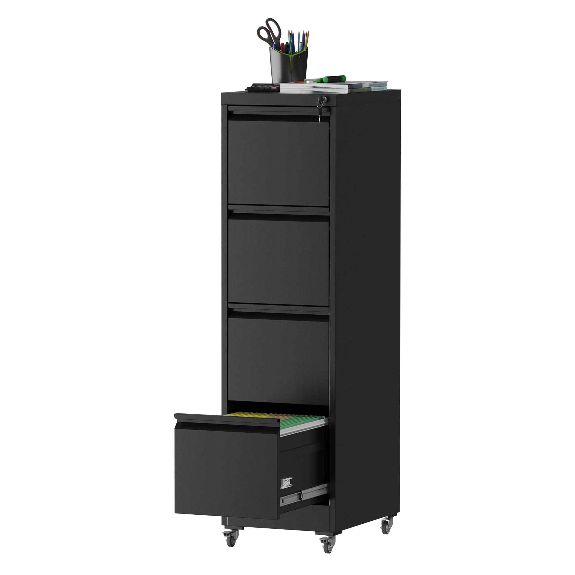 Drawer Metal Locking Vertical File Cabinet With Wheels Heavy Duty Lockable Storage