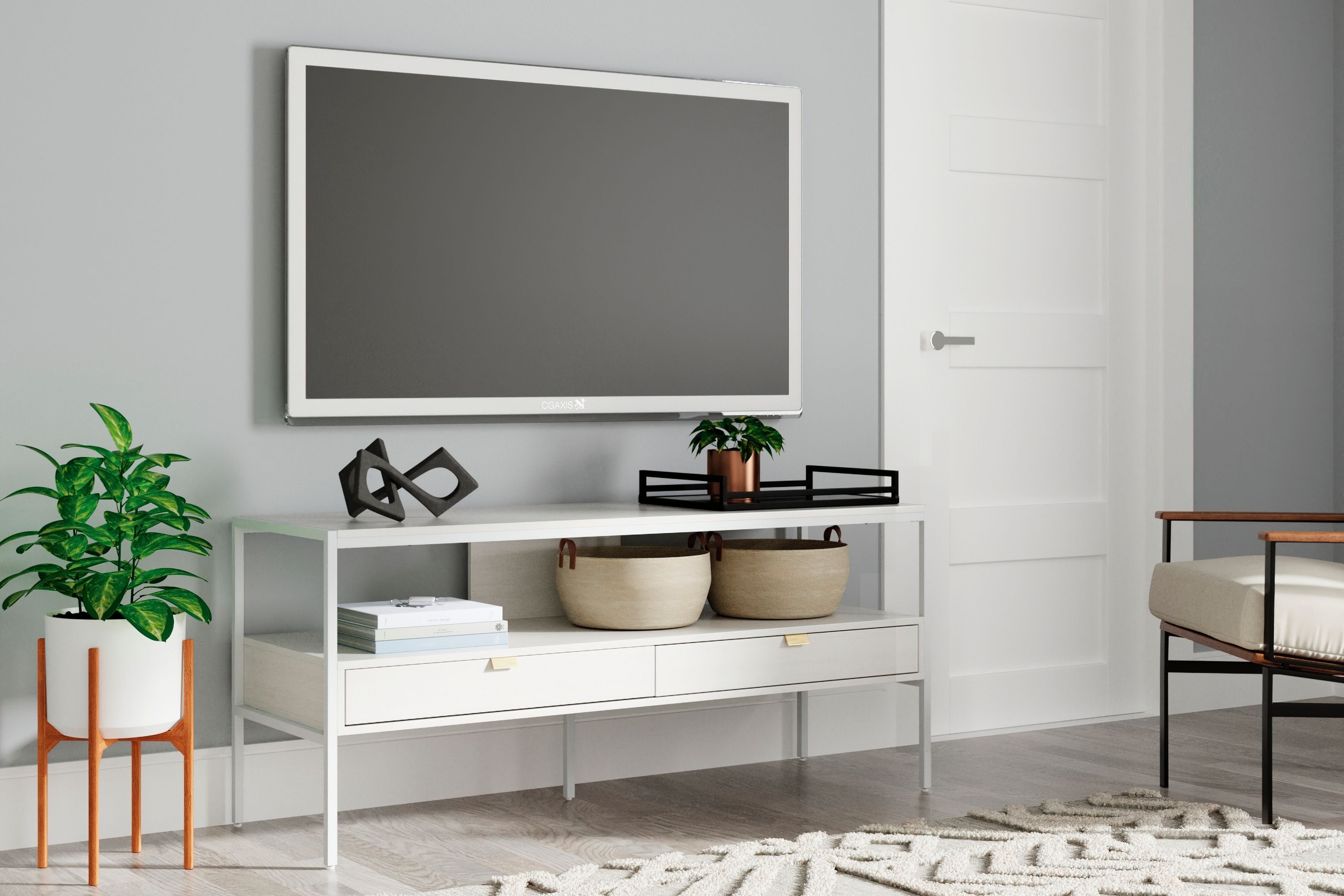 Signature Design by Ashley® Deznee - White - Large TV Stand | Meri Furniture