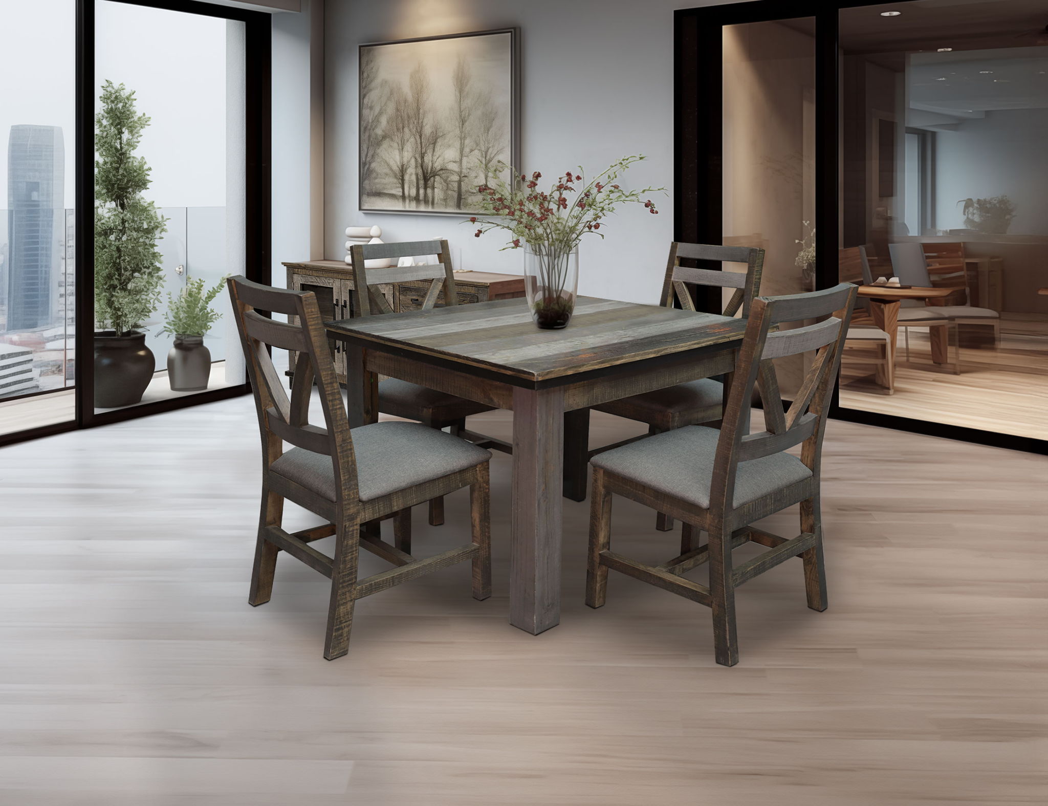 Loft - Chair With Fabric Seat (Set of 2) - Two Tone Gray / Brown