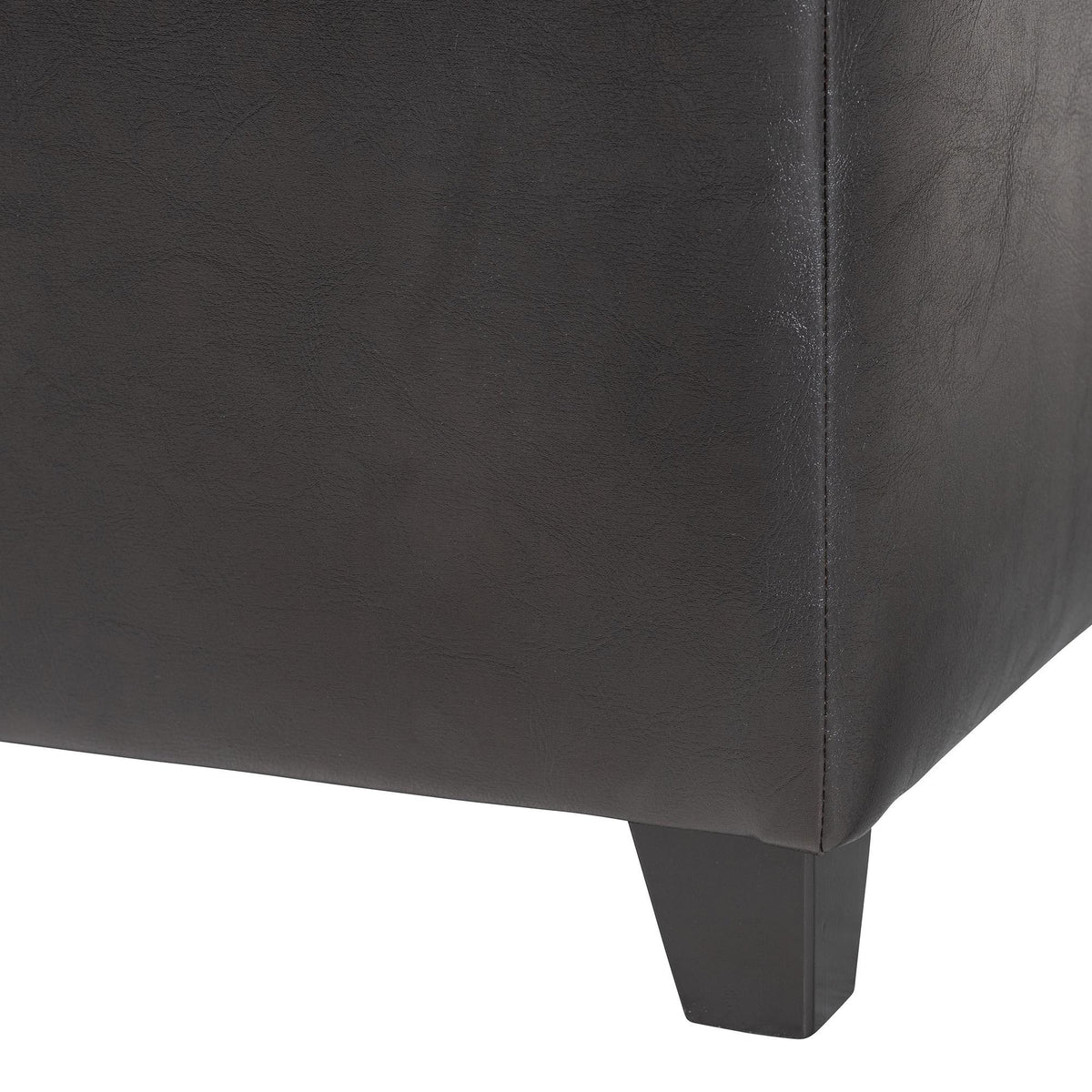 Dark Brown Full Leather Storage Cube Ottoman