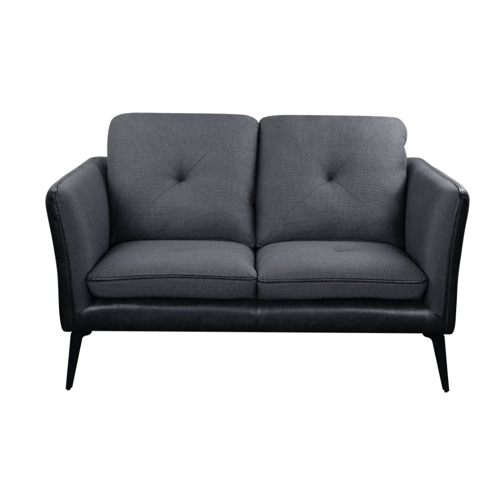 ACME Harun - Loveseat - Gray Fabric & PU | Meri Furniture