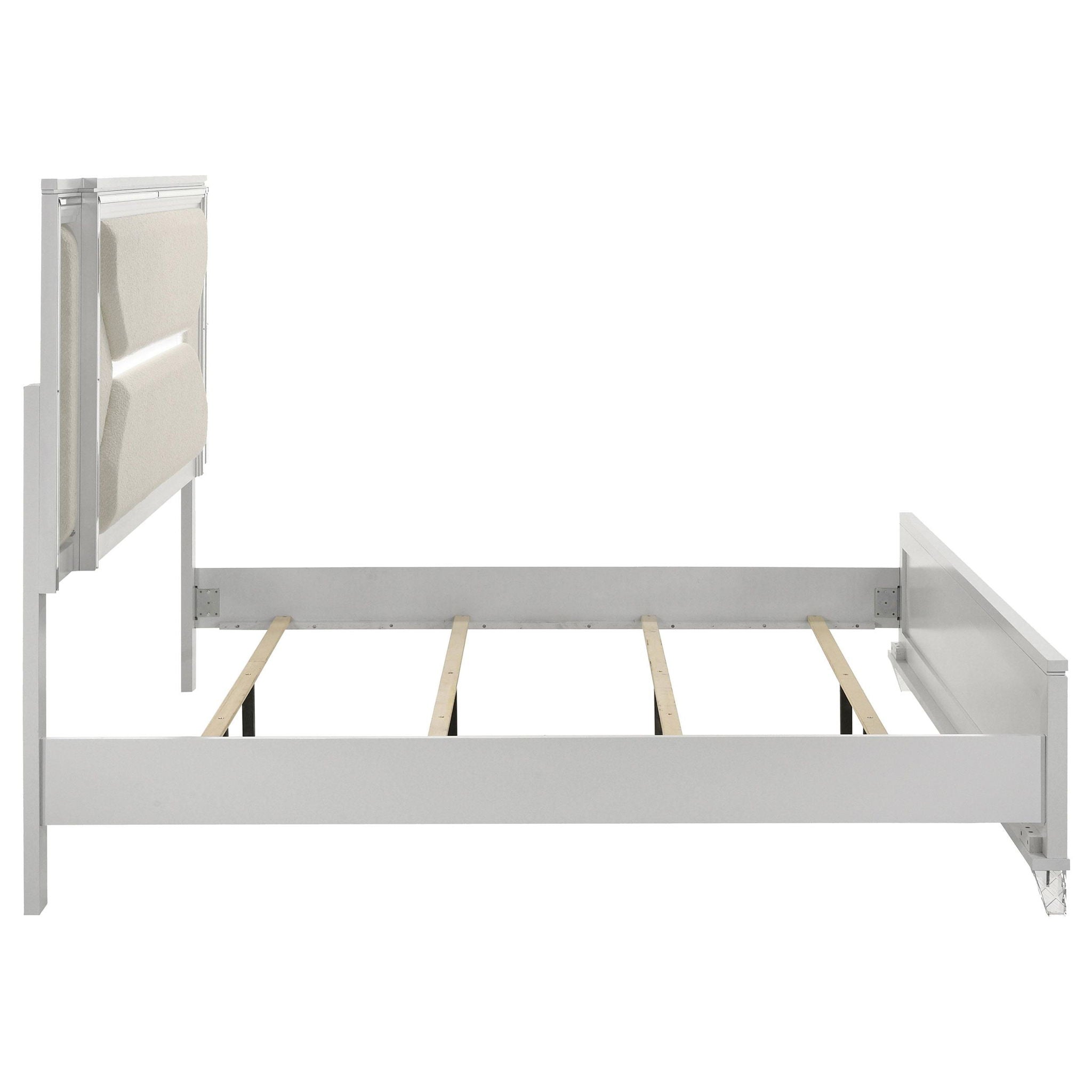 Marmore 64-inch Eastern King Panel Bed LED Headboard White
