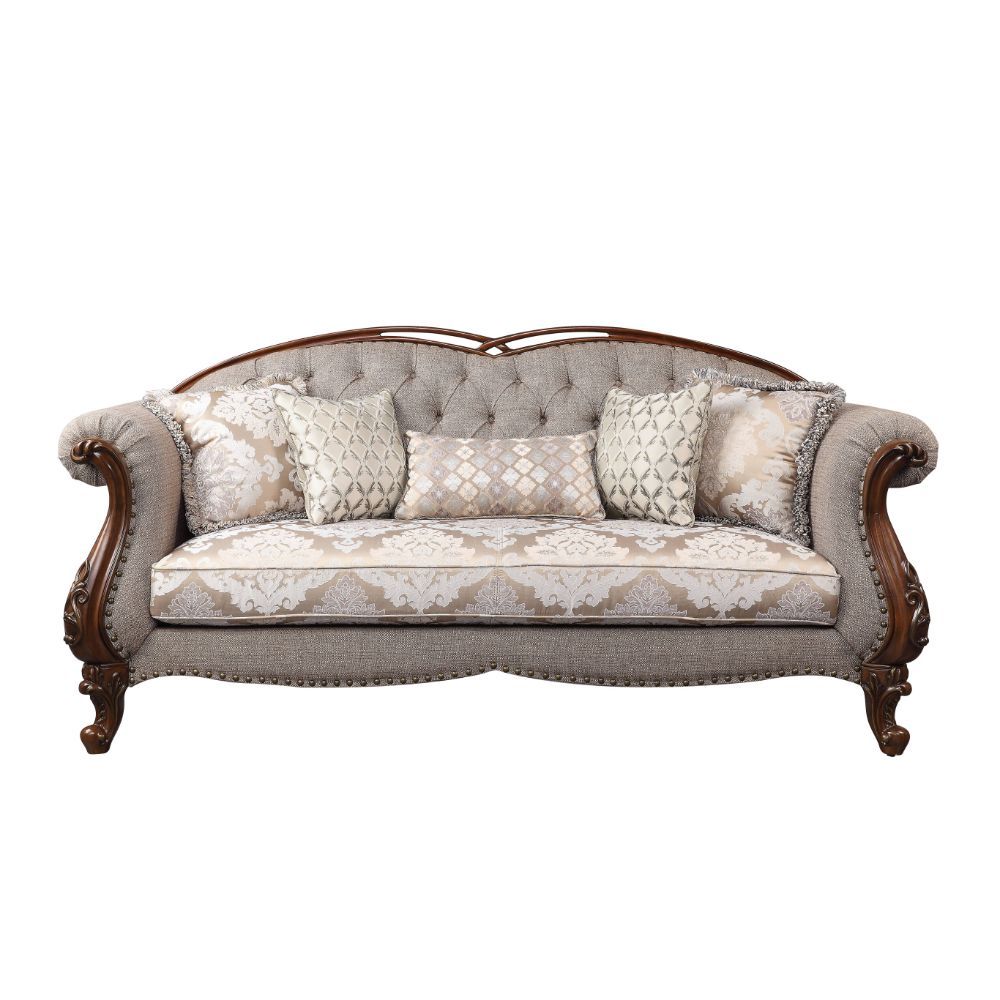 ACME Miyeon - Sofa - Fabric & Cherry | Meri Furniture