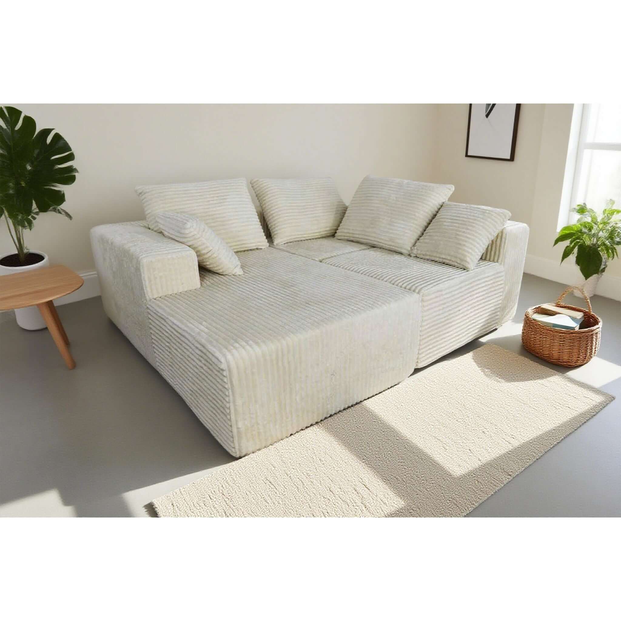 Corner Combination Sofa Sectional Couch With Soft Plush Fabric