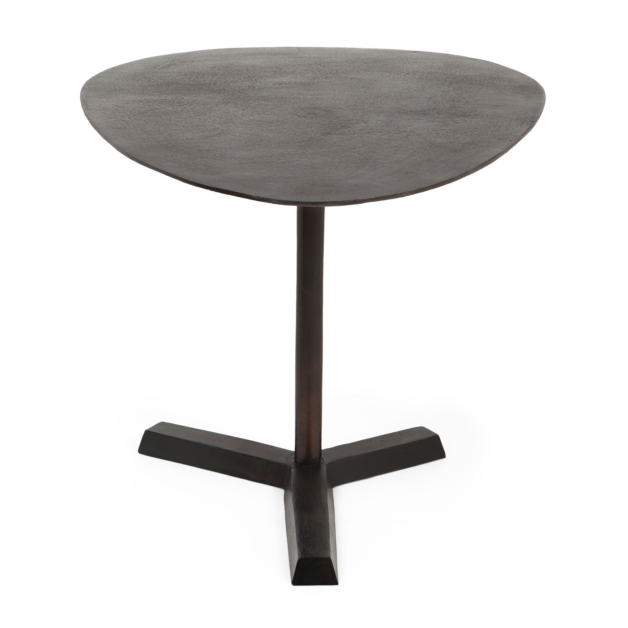 Industrial Style Elliptical Side Table With Aluminum Frame - Bronze