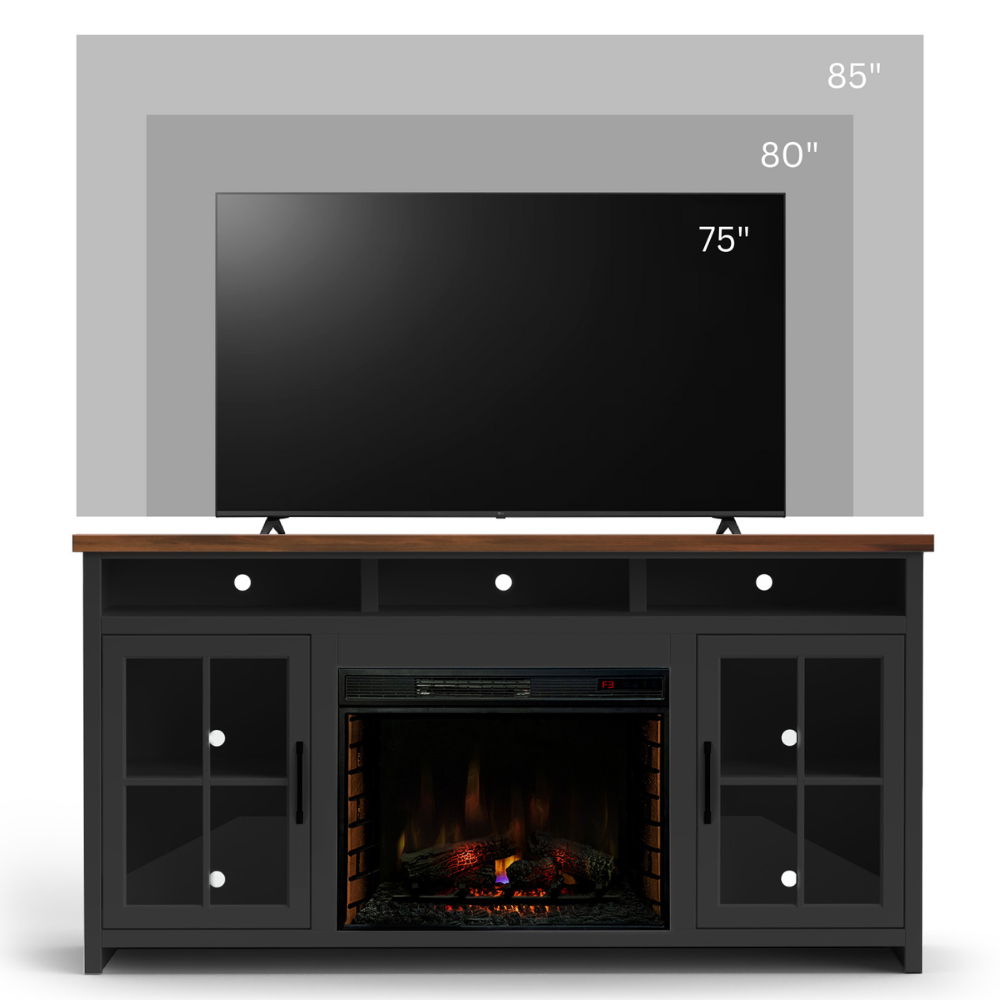 Essex - Fireplace TV Stand Console For TVs Up To 85" - Black, Whiskey