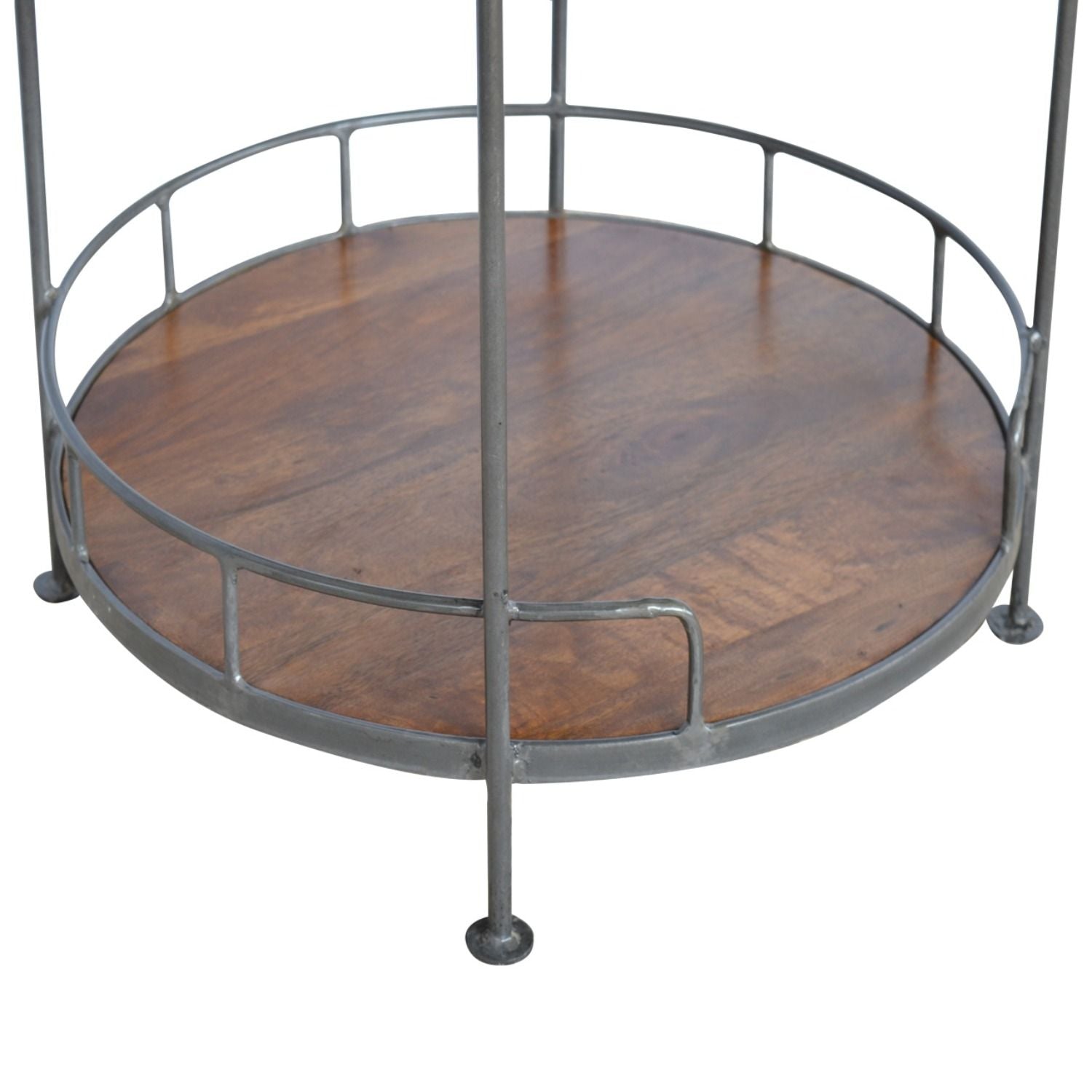 Industrial Round Butler Tray Table - Chestnut