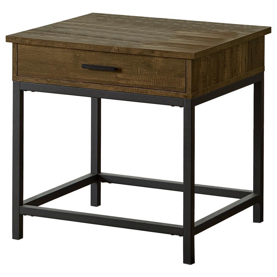 Coaster Fine Furniture Byers - 1-Drawer Square Engineered Wood End Table - Brown Oak | Meri Furniture