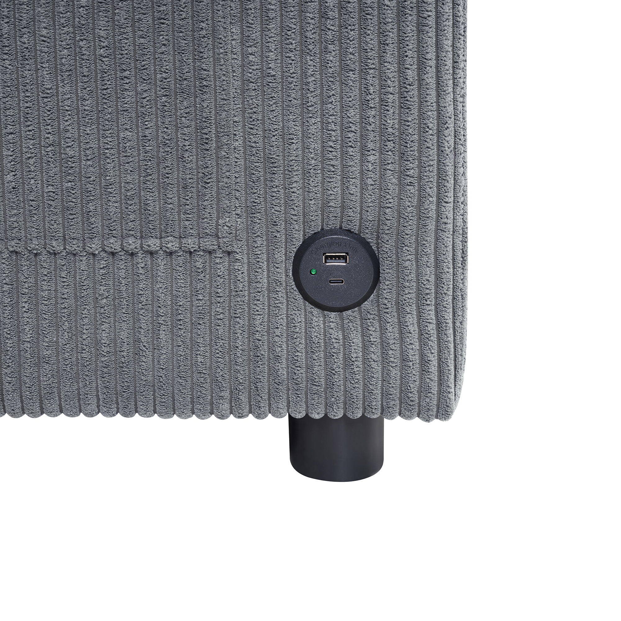 Sleeper Sofa With Foldable Mattress, USB Ports, Side Table & Storage Pocket