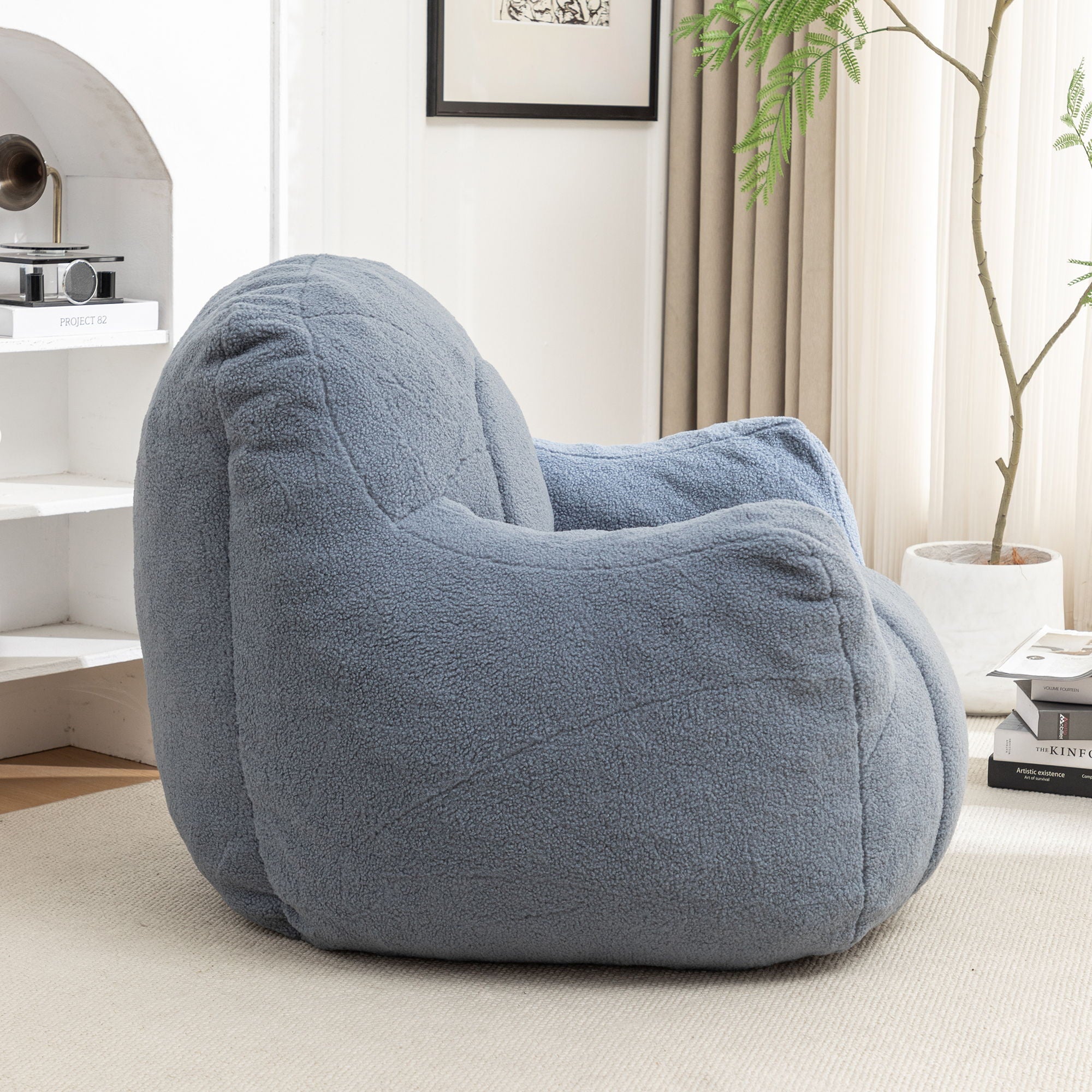 Comfy Bean Bag Chair With Filler, Fluffy And Cozy Seating