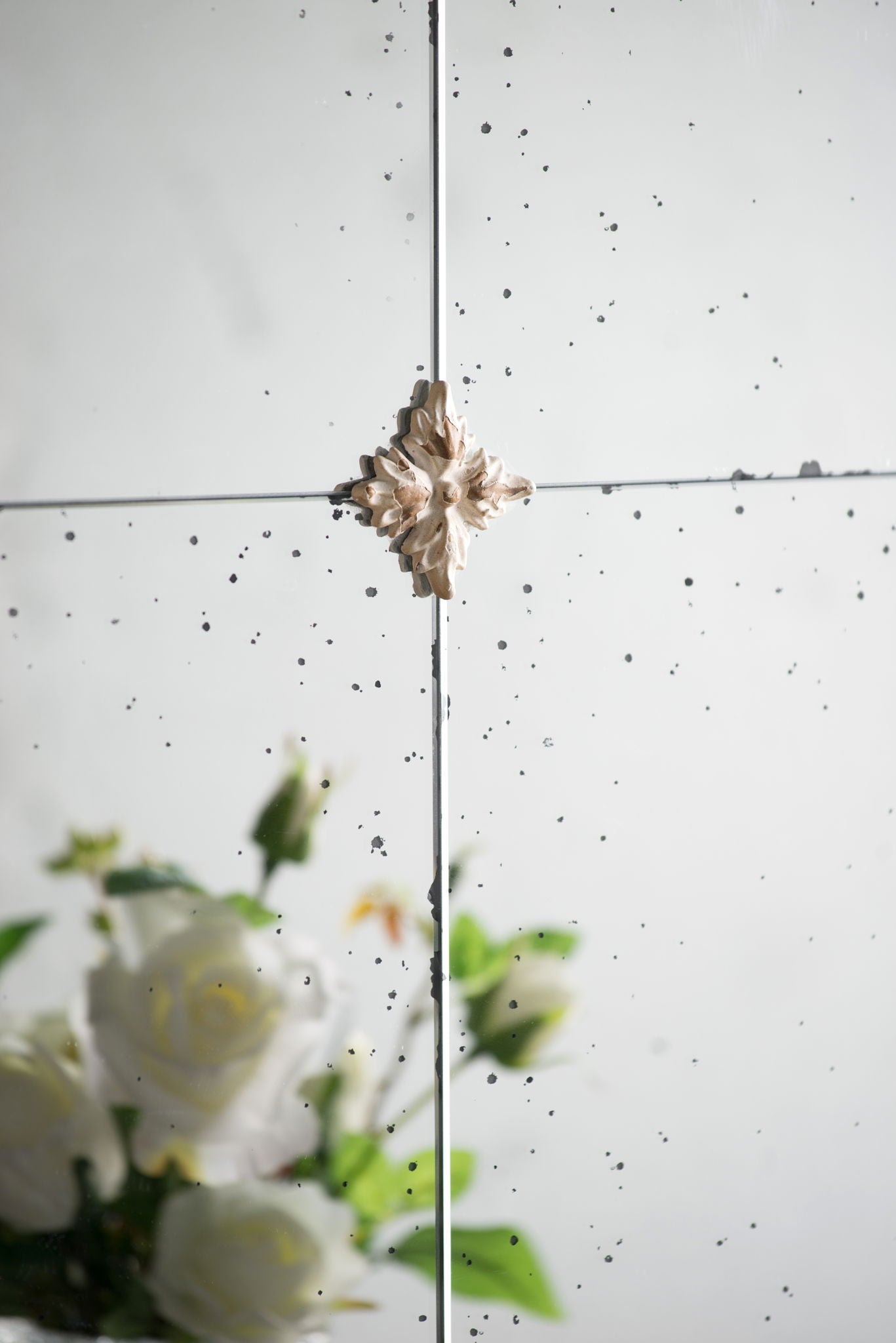 Large & Framed Wall Mirror, Arched Mirror With Decorative Window Look For Living Room - Cream