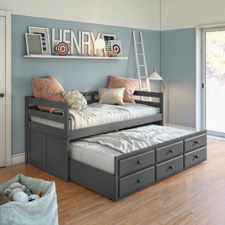 ACME Darcie - Captain Bed - Gray Finish | Meri Furniture
