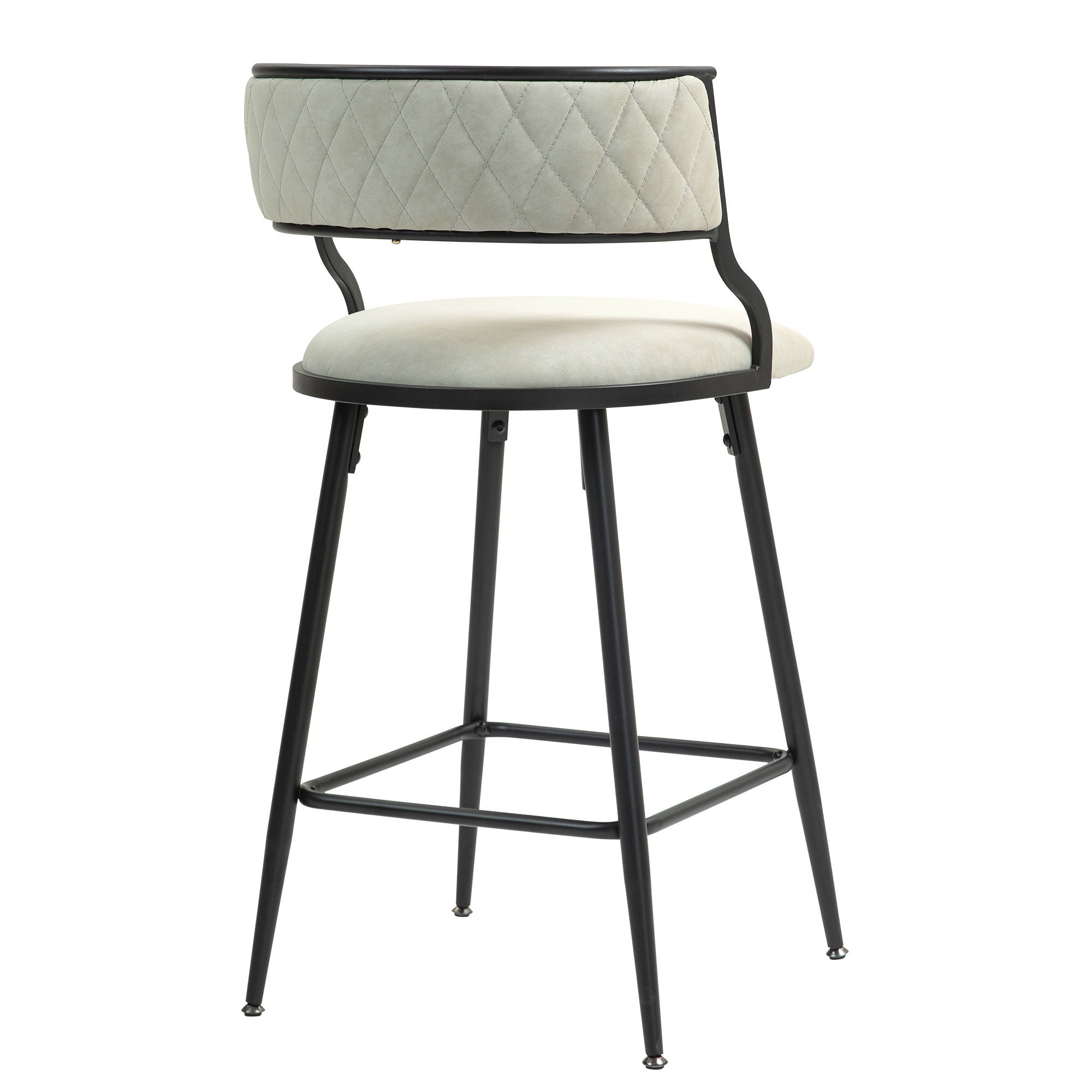 Counter Height Bar Stools With Powder Coating Base And Footrest (Set of 2) - Beige