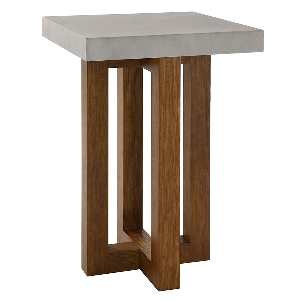 ACME Keven - End Table - Faux Concrete Top & Walnut Finish | Meri Furniture