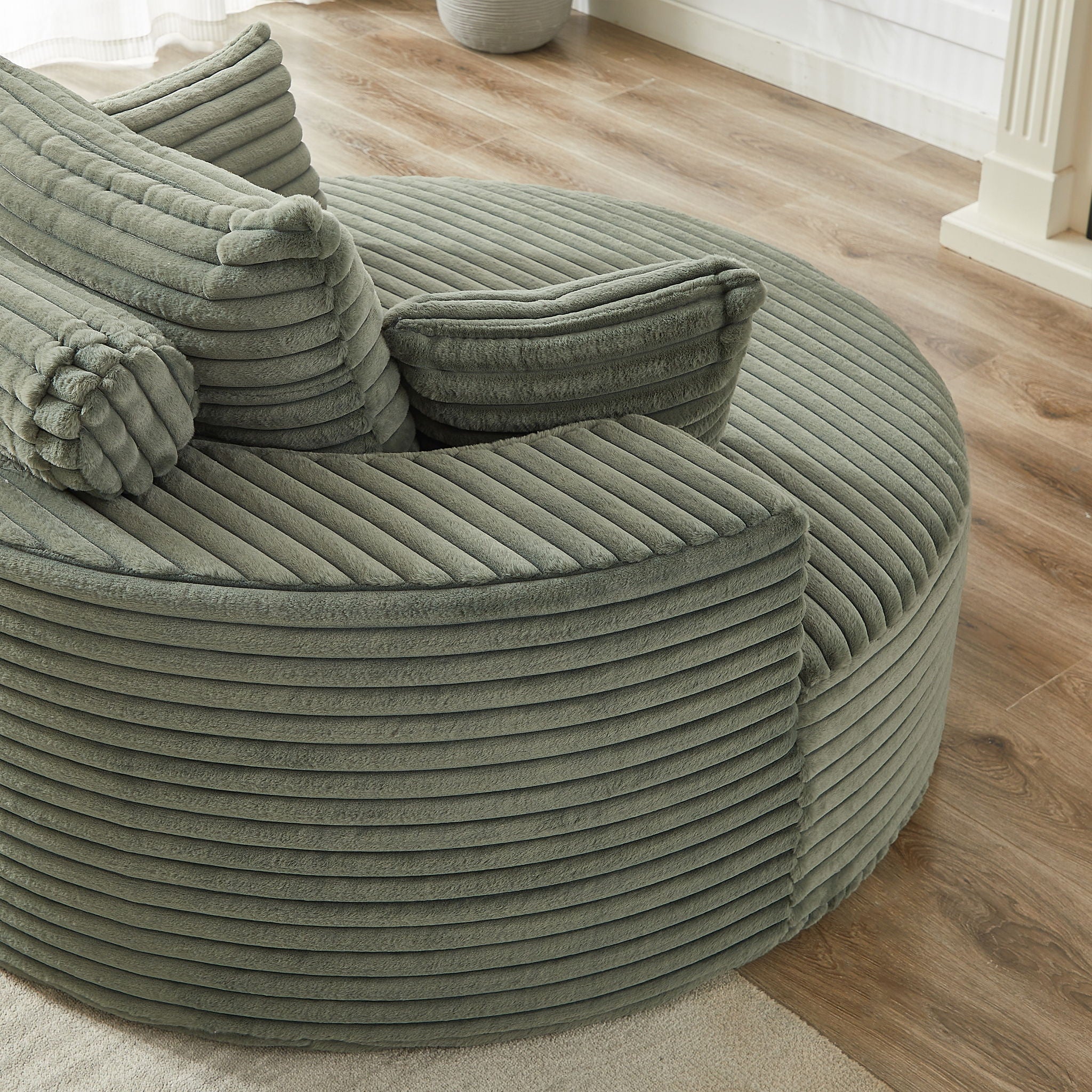 Single Swivel Chair, Fluffy Modern Sleeper, 360 Degree Swivel Chair For Living Room - Green