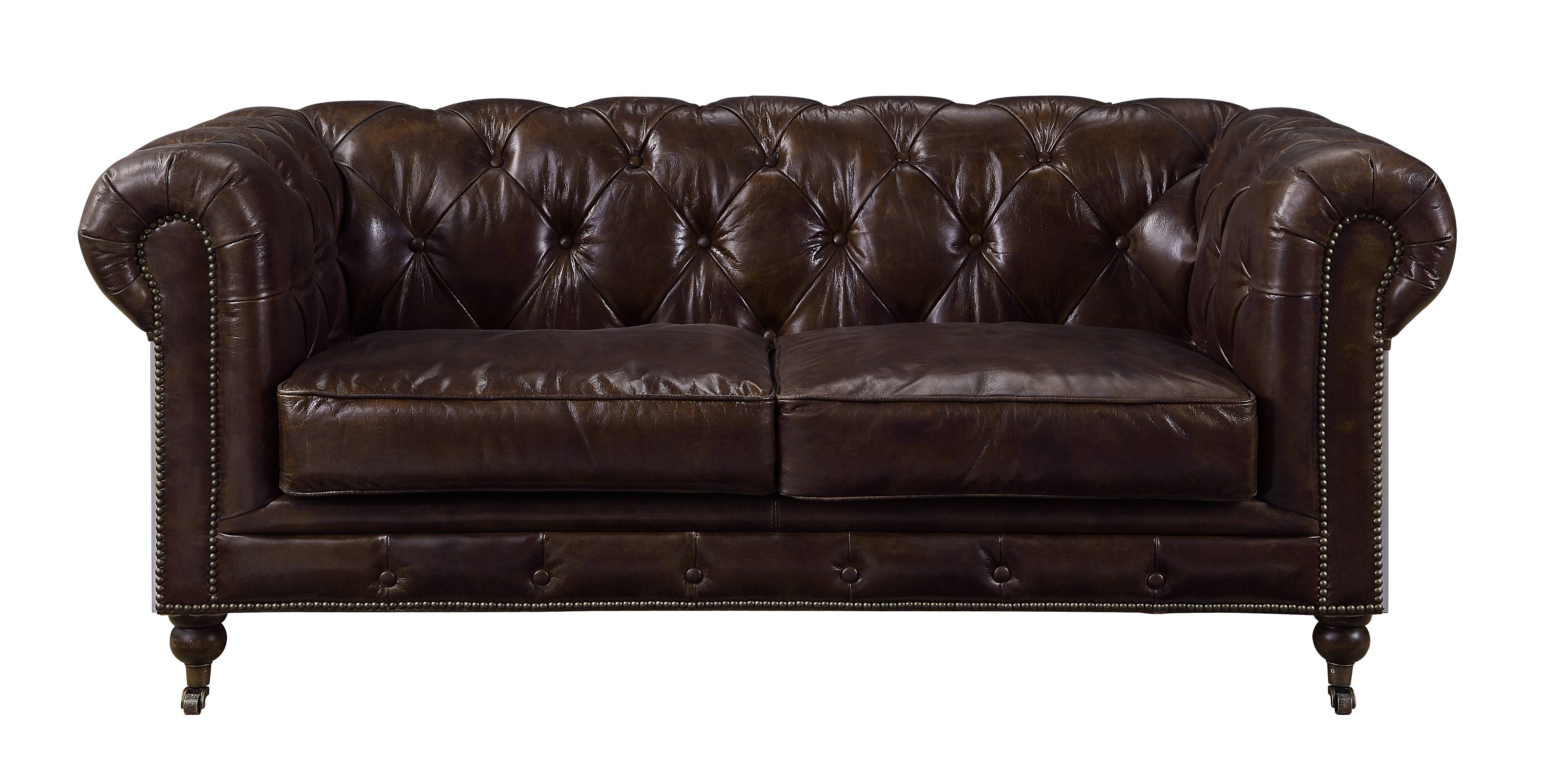 ACME Aberdeen - Loveseat - Vintage Brown Top Grain Leather | Meri Furniture