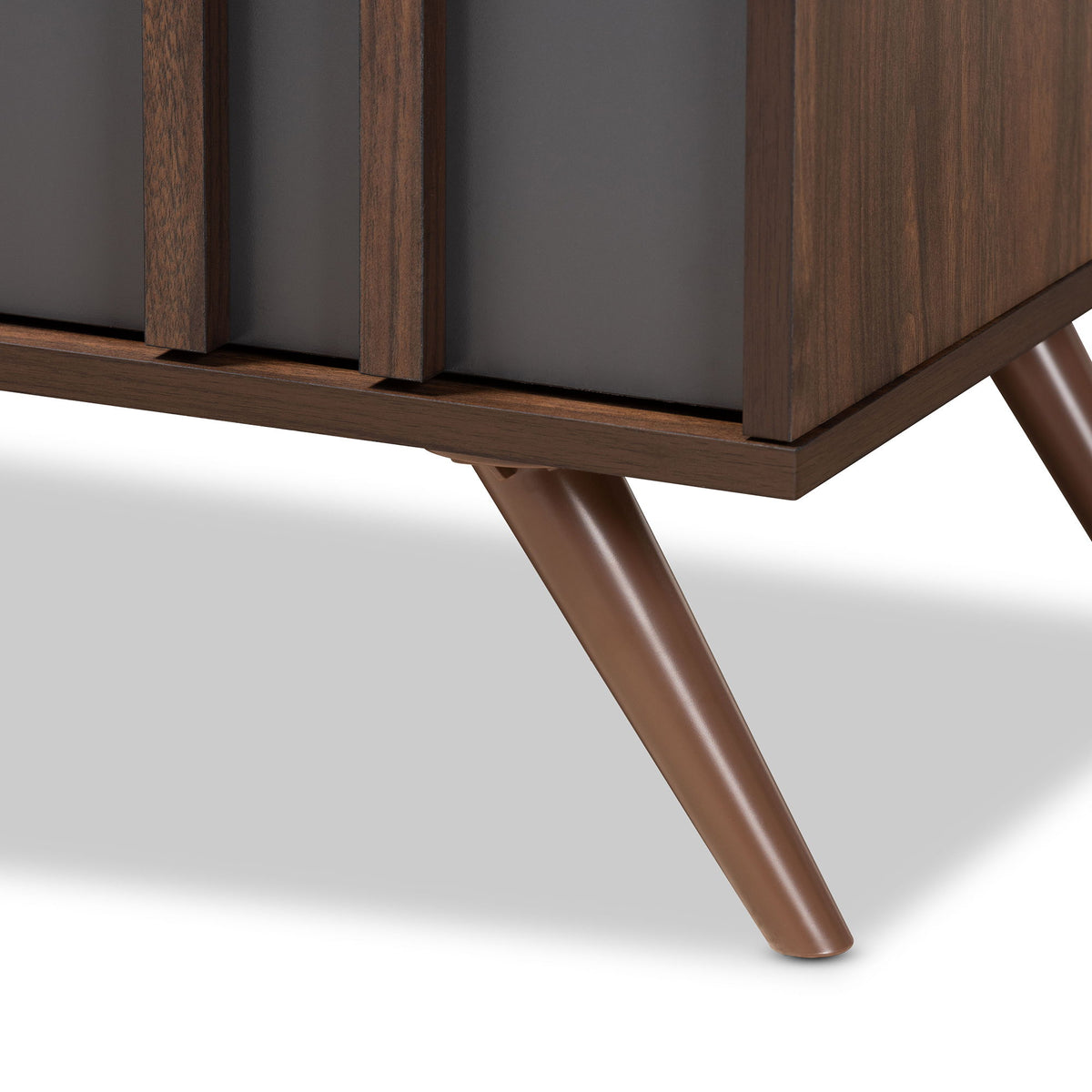 Naoki Modern and Contemporary Two-Tone Grey and Walnut Finished Wood 5-Drawer Bedroom Chest