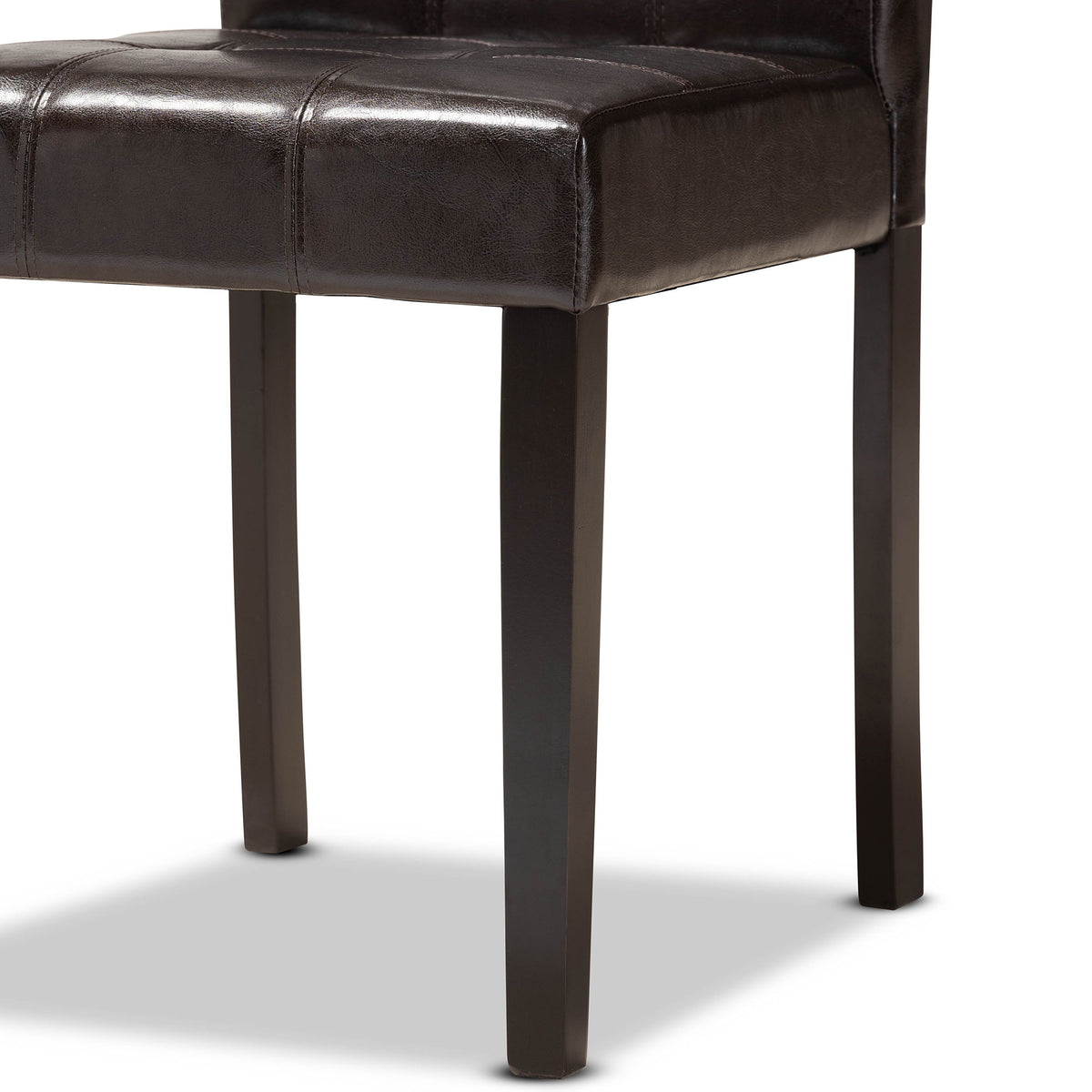 Marie Modern and Contemporary Dark Brown Faux Leather Upholstered and Dark brown Finished Wood 5-Piece Dining Set