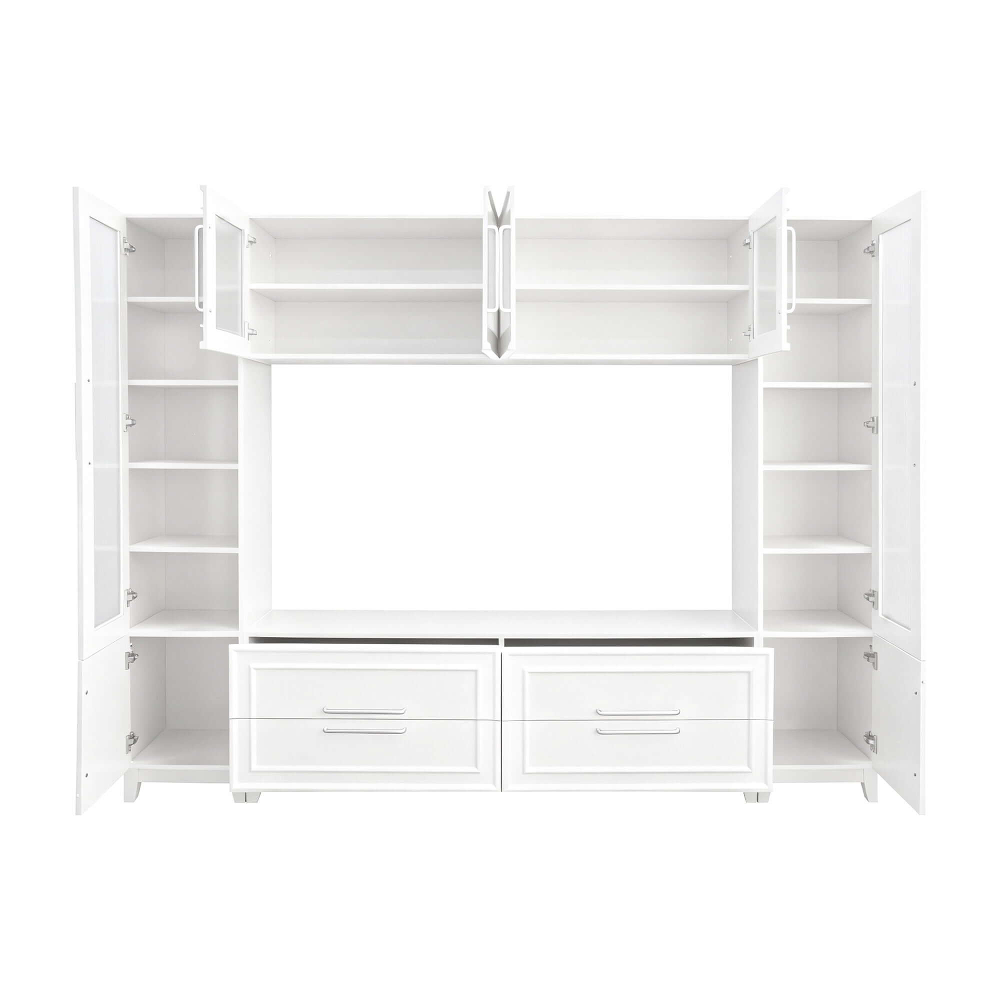 Wall Unit Modern Entertainment Center With Glass Doors
