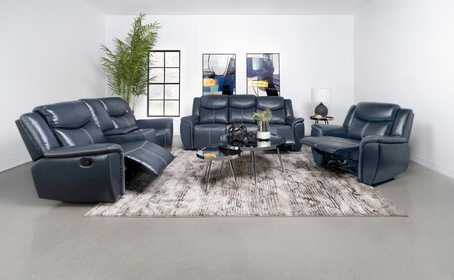 Sloane - Upholstered Padded Arm Reclining Loveseat - Blue