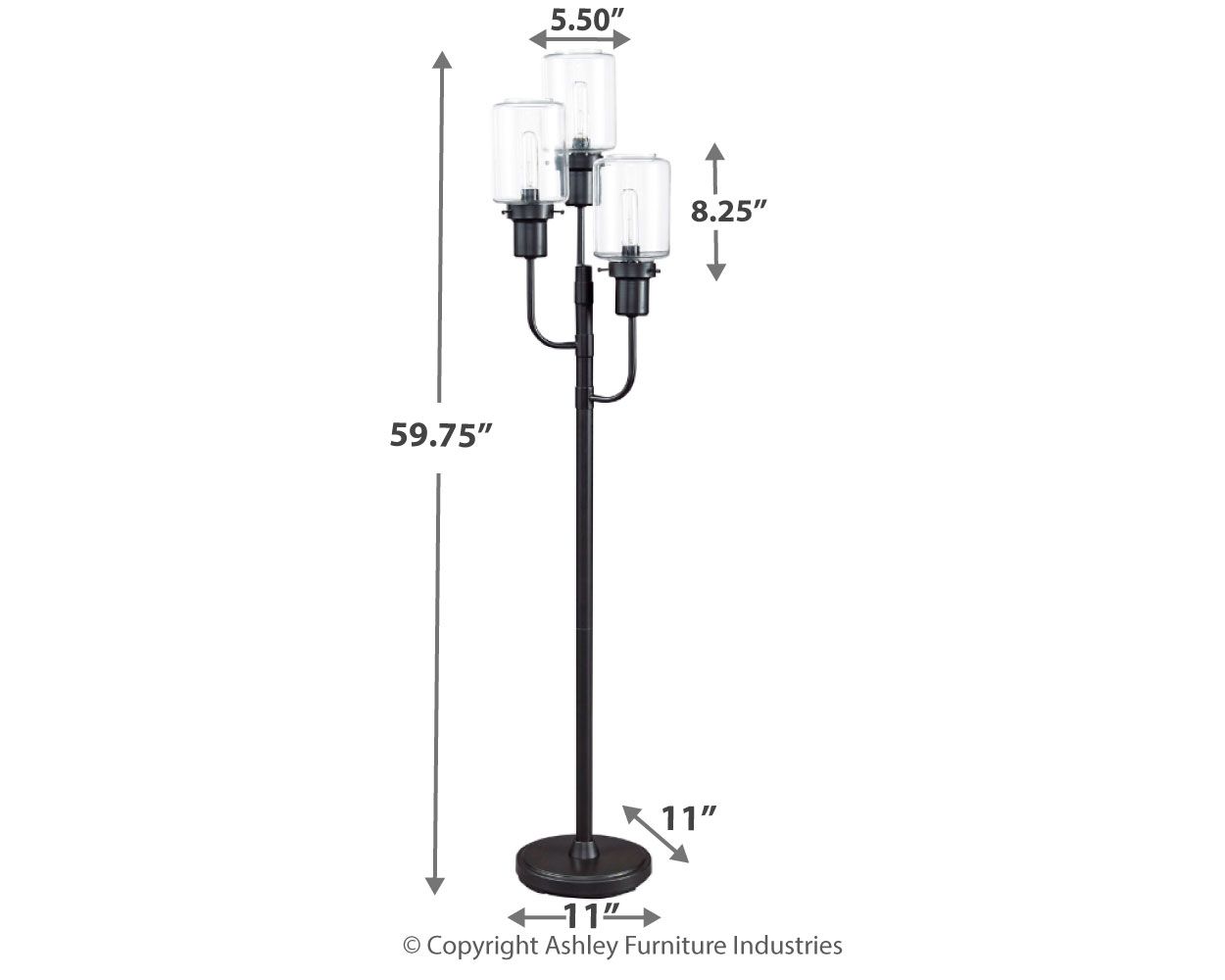 Ashley Furniture Jaak - Bronze Finish - Metal Floor Lamp | Meri Furniture