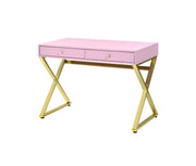 ACME Coleen - Desk - Pink & Gold Finish | Meri Furniture