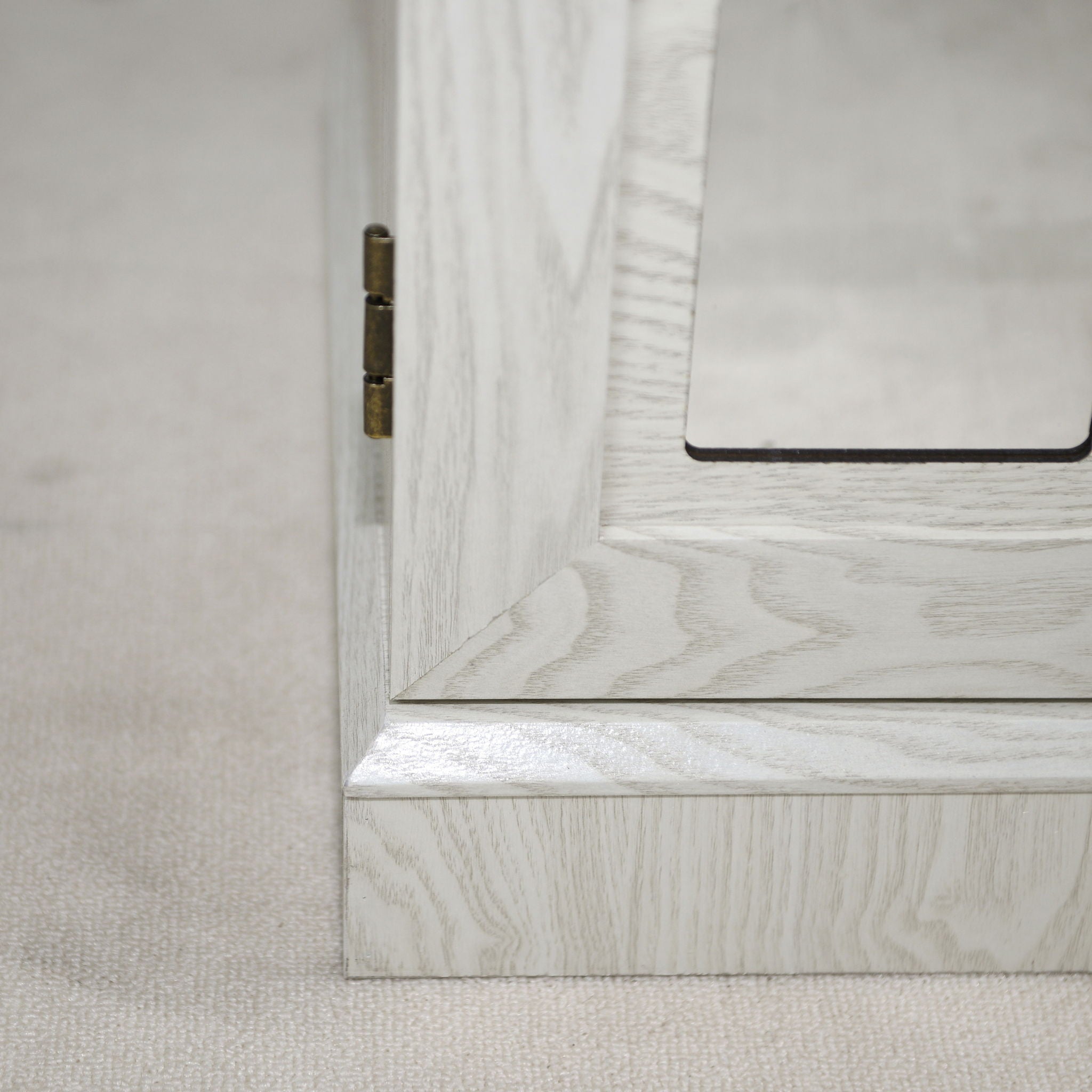 Sideboard Cabinet With Mirrored Doors, Adjustable Shelf, Metal Handles