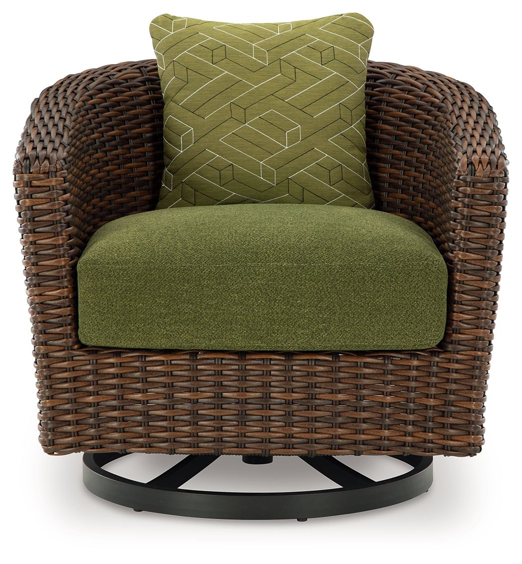 Signature Design by Ashley® Horizon Hall - Brown / Green - Swivel Lounge With Cushion | Meri Furniture
