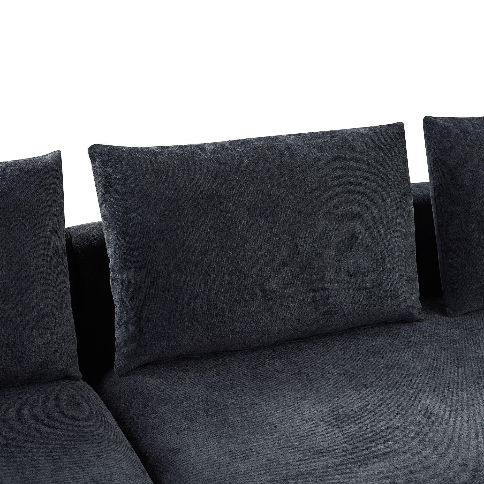 Modern L Shaped Sectional Sofa With Chenille Upholstery And Wooden Storage