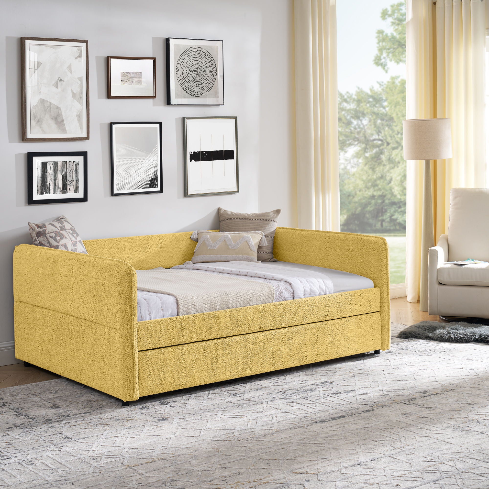 Upholstered Daybed With Pop Up Trundle
