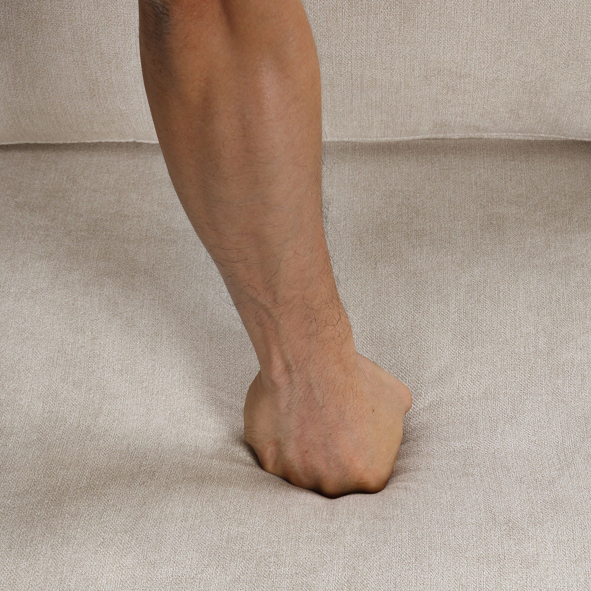 Upholstered 3 Seater Curved Sofa With Printed Pillows Chenille