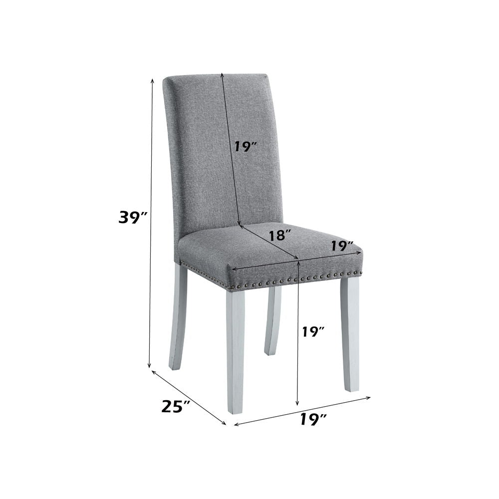 Lanton - Side Chair Set of 2) - Gray Linen & Antique White