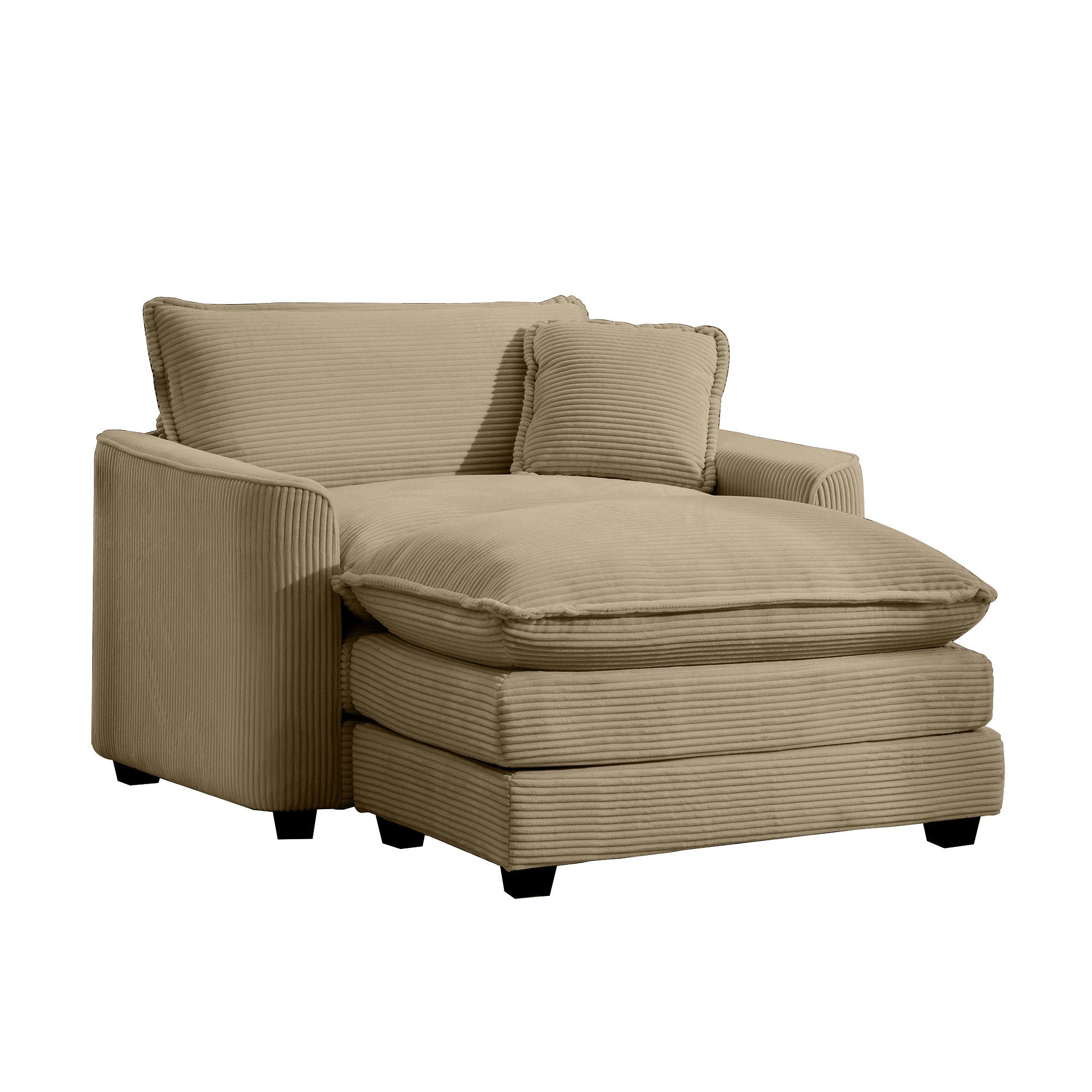 Classic Modern Comfortable Single Chair Deep Seat Sofa With Footstool