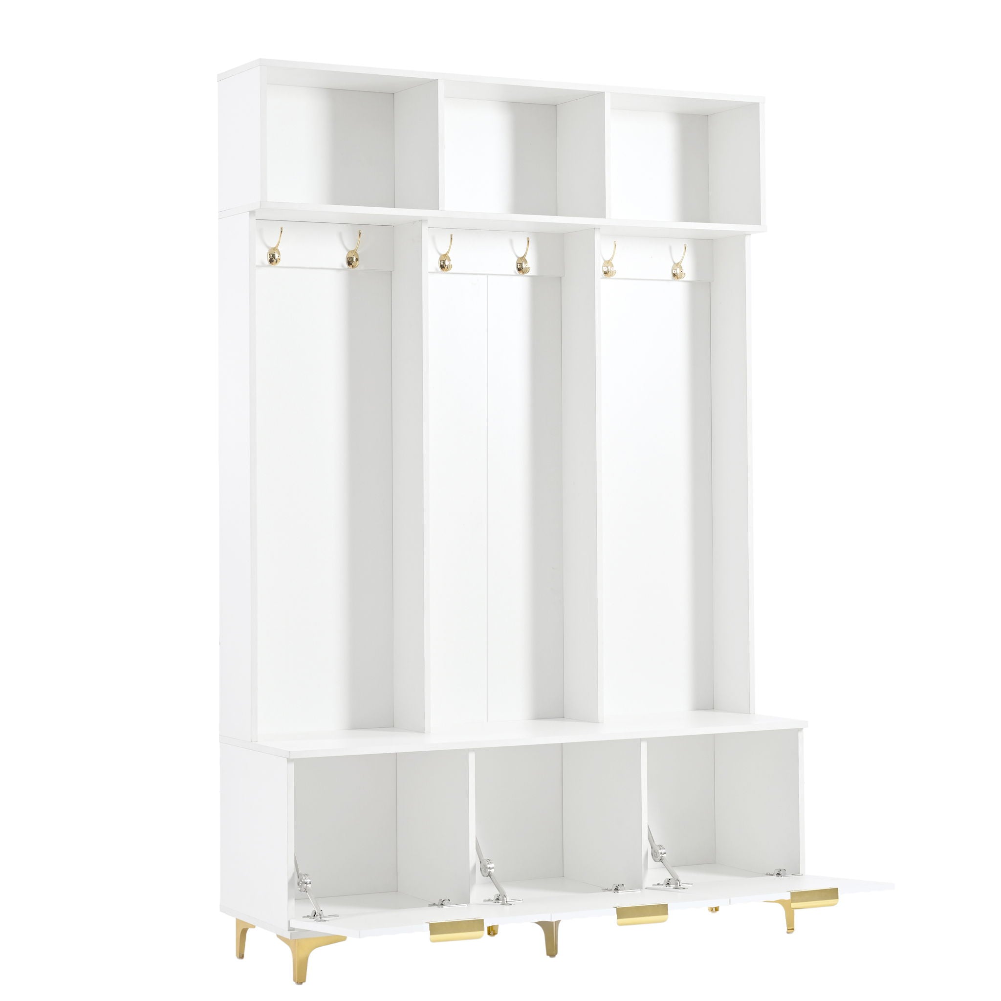 Modern Large Storage Hall Tree With Bench, 6 Hooks