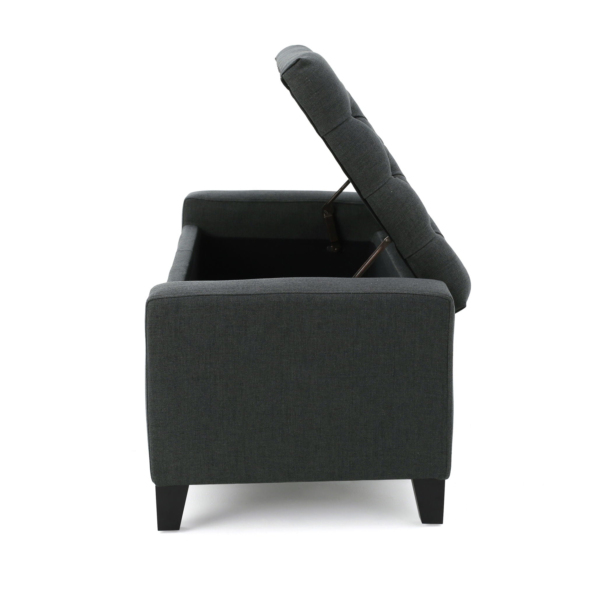 Contemporary Storage Ottoman With Tufted Top - Dark Gray