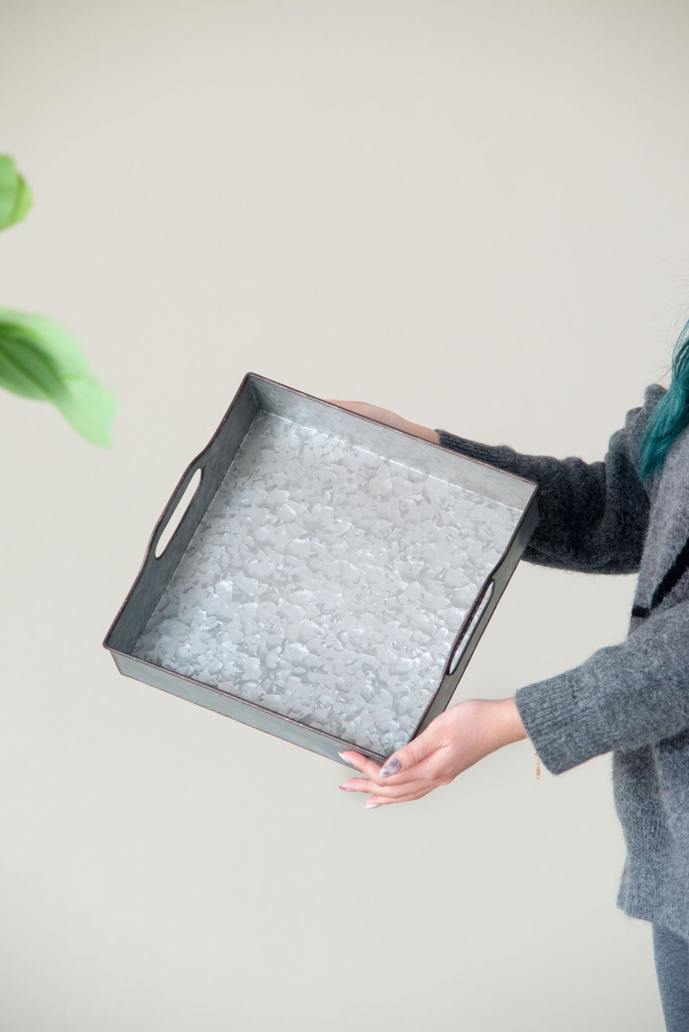 Decorative Galvanized Nesting Trays (Set of 3) - Gray