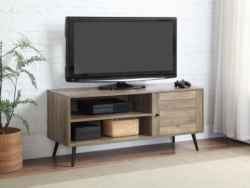 ACME Baina II - TV Stand - Rustic Oak & Black Finish | Meri Furniture