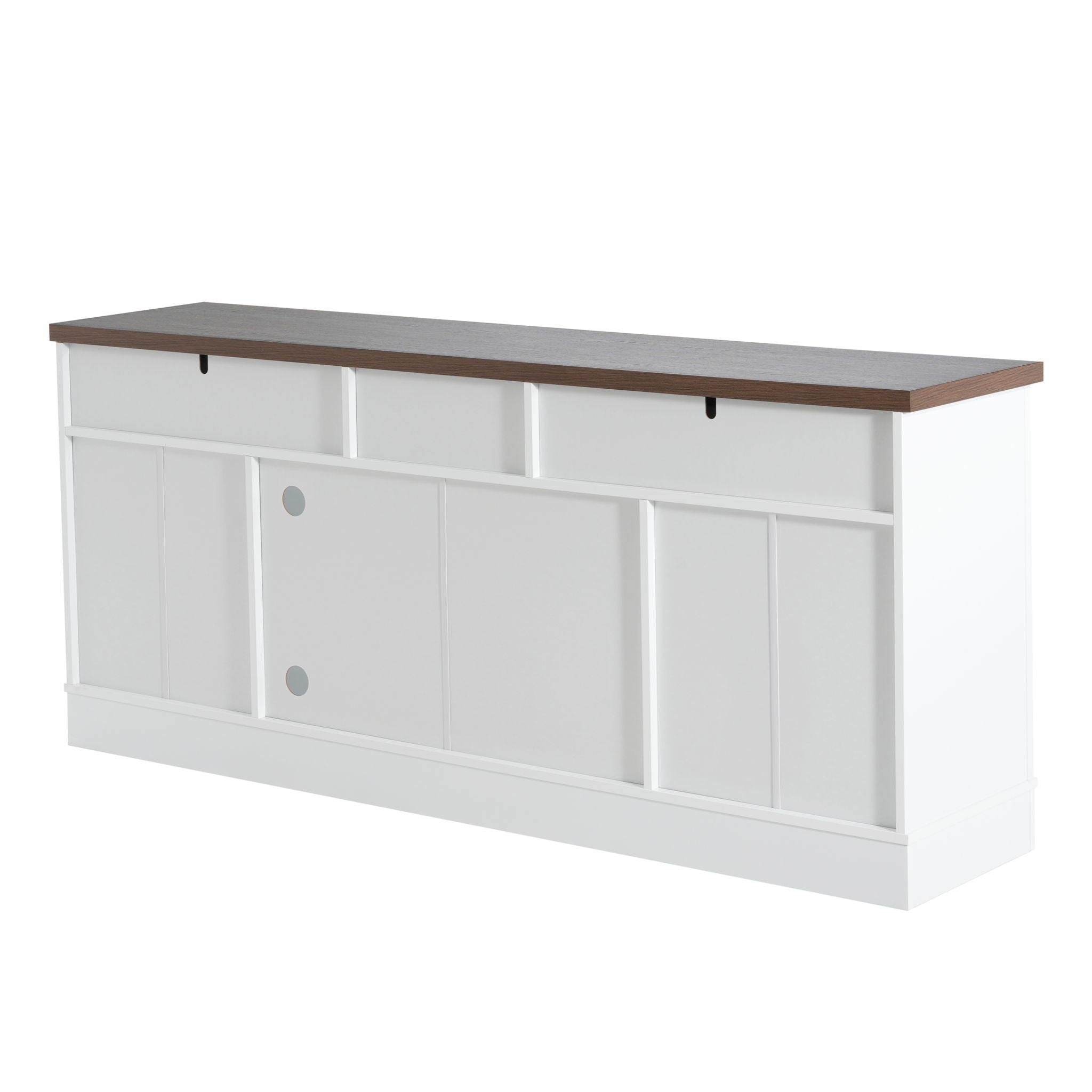 TV Console Stand, Glass Doors & Storage Drawers, Adjustable Shelves