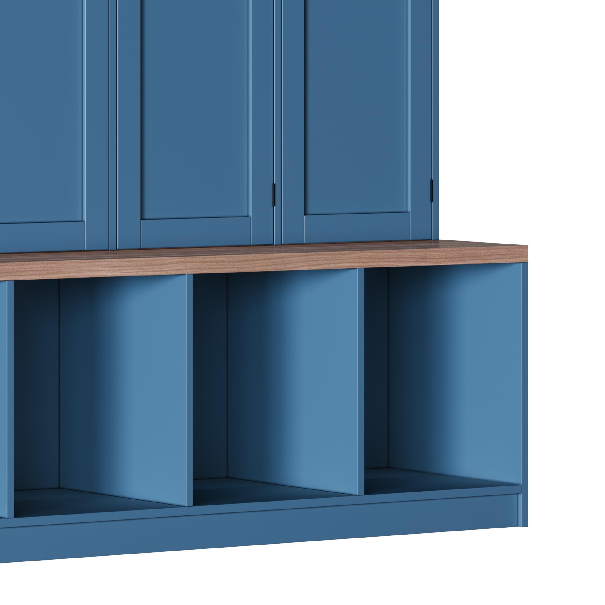 Farmhouse Hall Tree With 4 Hidden Hanging Hooks And 8 Doors