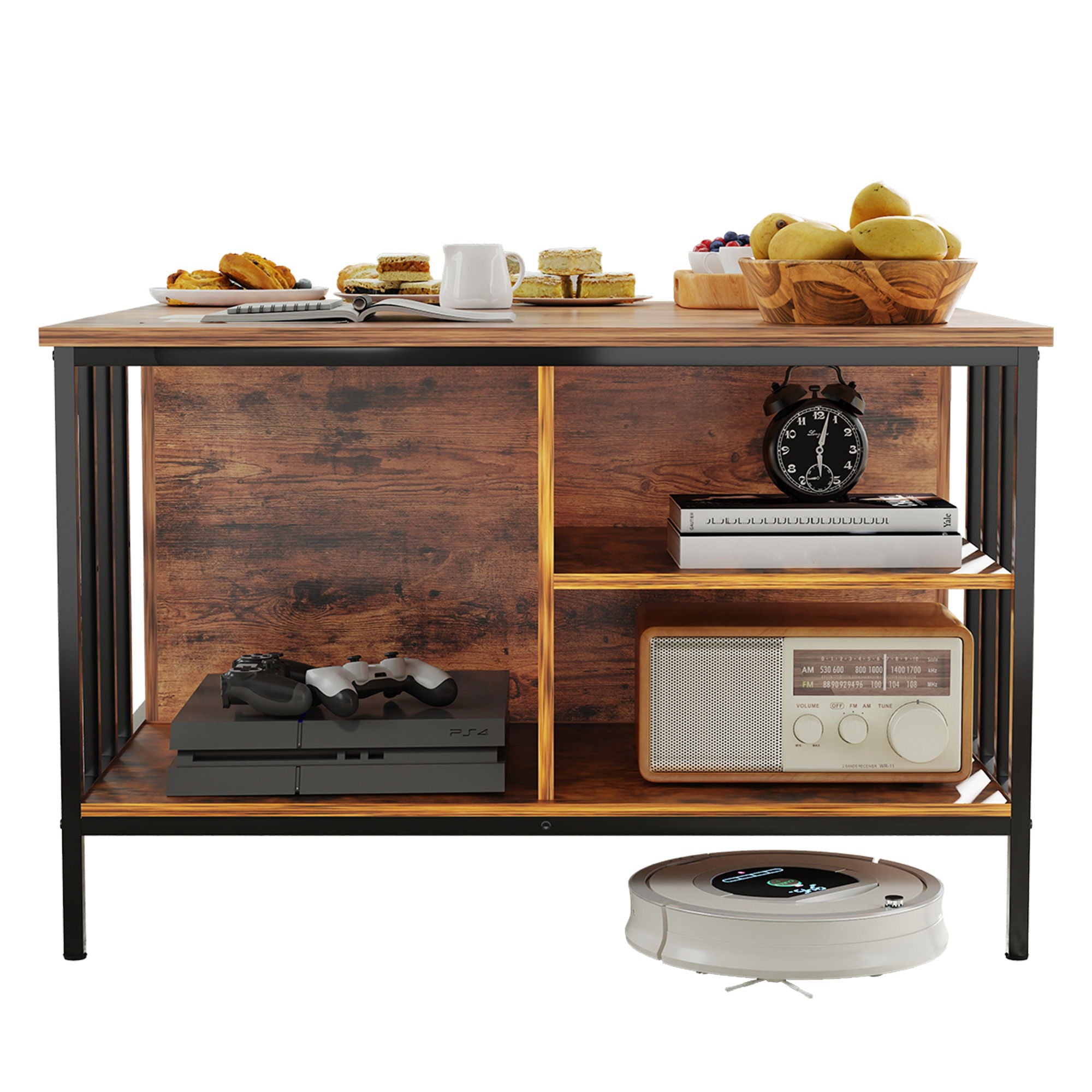 Lift Top Coffee Table With Storage, Adjustable Height Living Room - Black / Brown