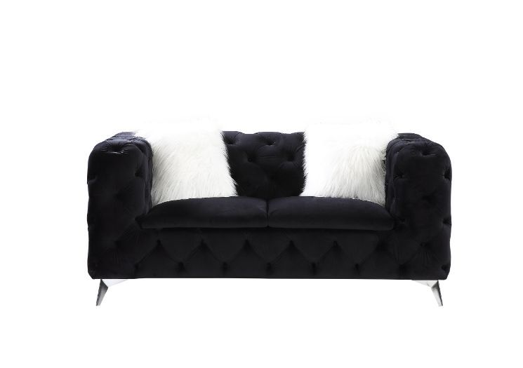 ACME Phifina - Loveseat - Black Velvet | Meri Furniture