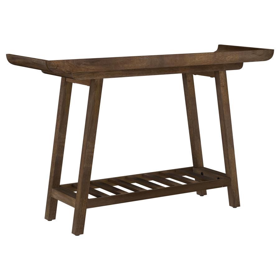 Ornelas - Console Table With Slatted Shelf - Mango Brown
