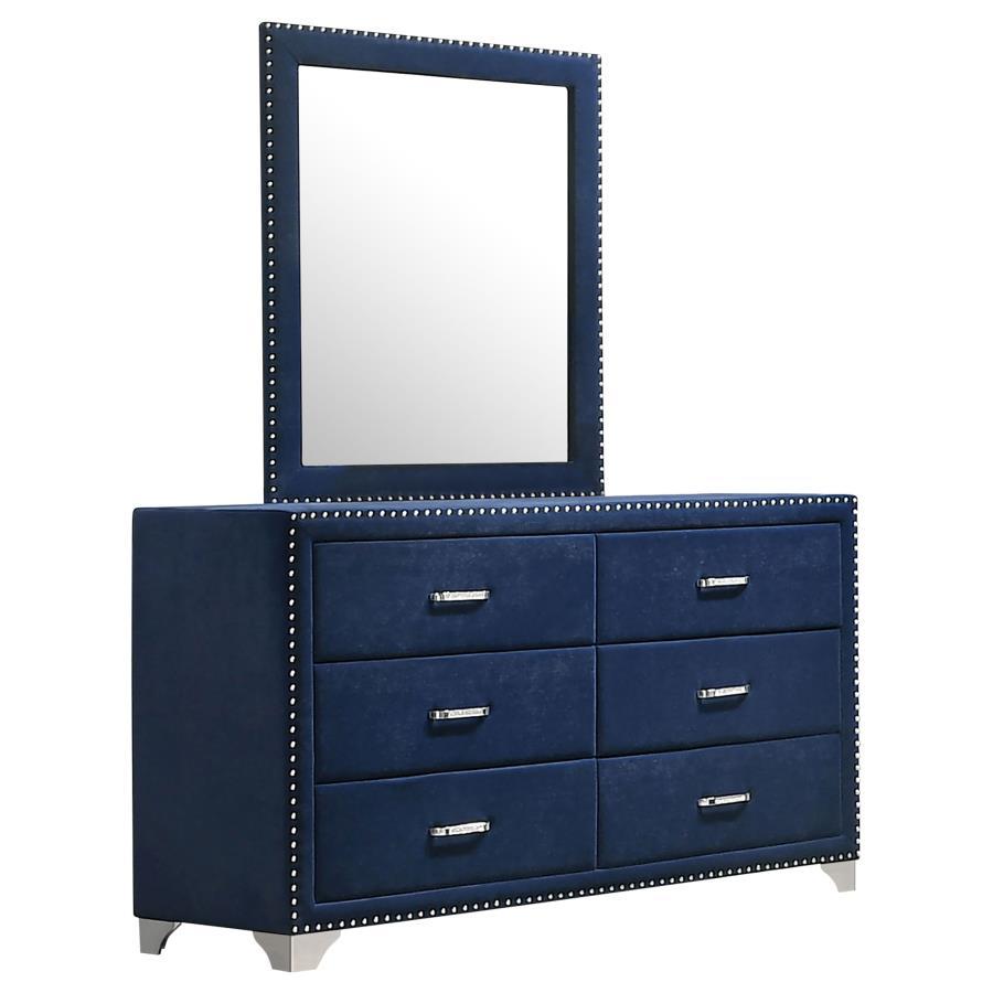 Coaster Fine Furniture Melody - 6-Drawer Upholstered Dresser With Mirror | Meri Furniture
