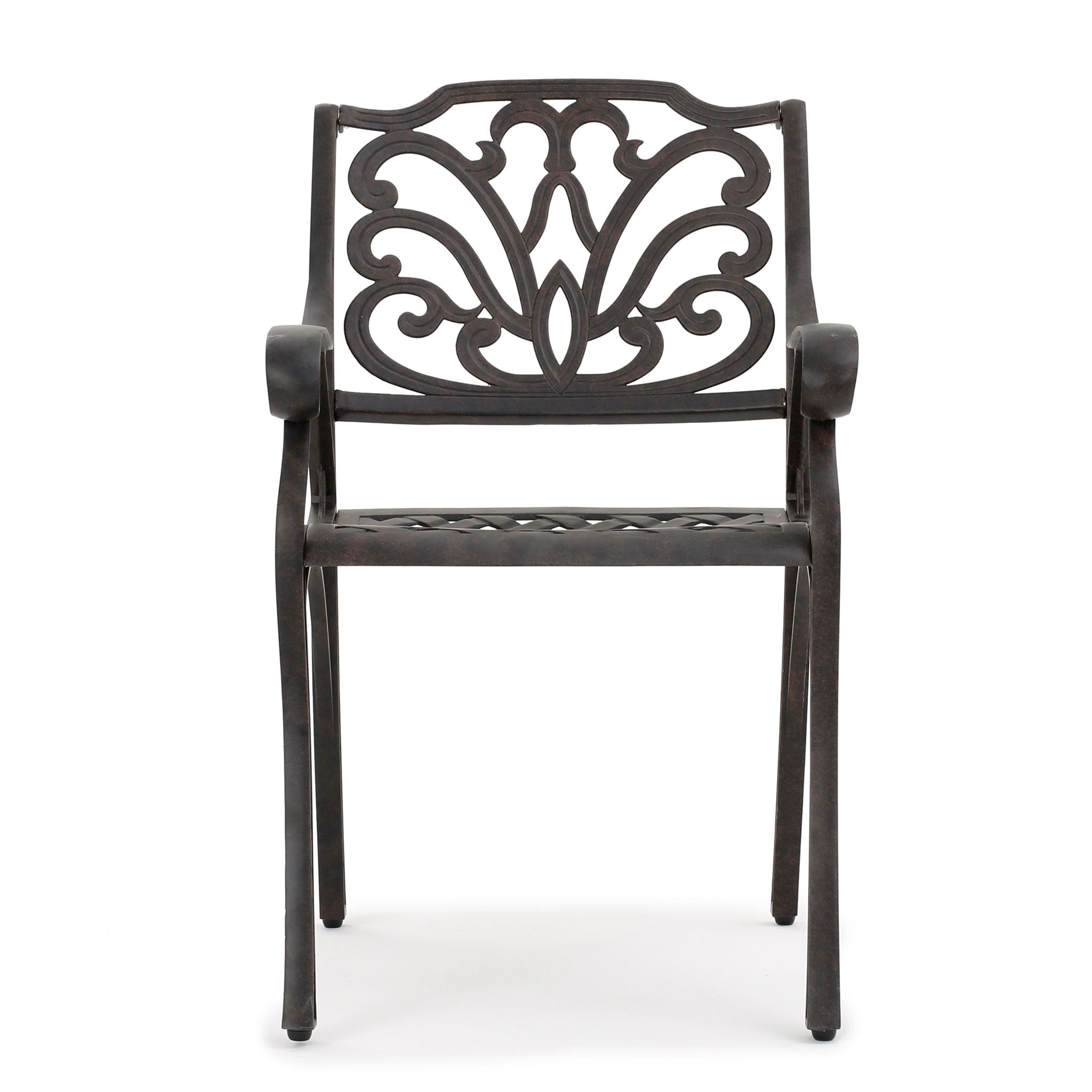 Patio Cast Aluminum Outdoor Dining Chairs (Set of 2) - Bronze