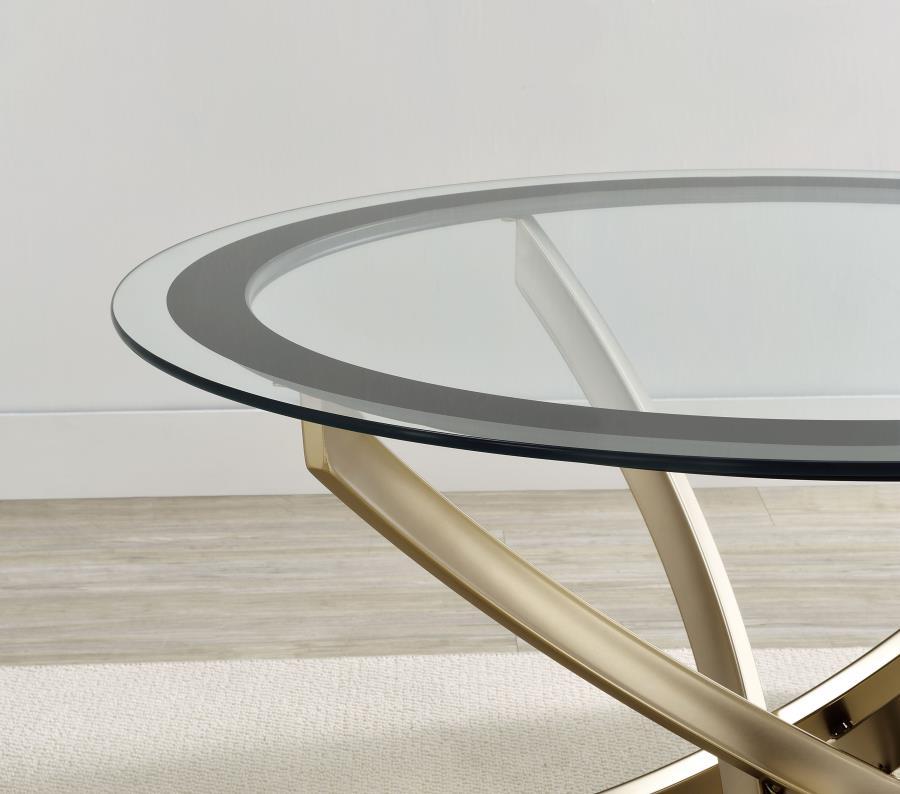 Coaster Fine Furniture Brooke - Round Glass Top Side End Table Metal Base | Meri Furniture