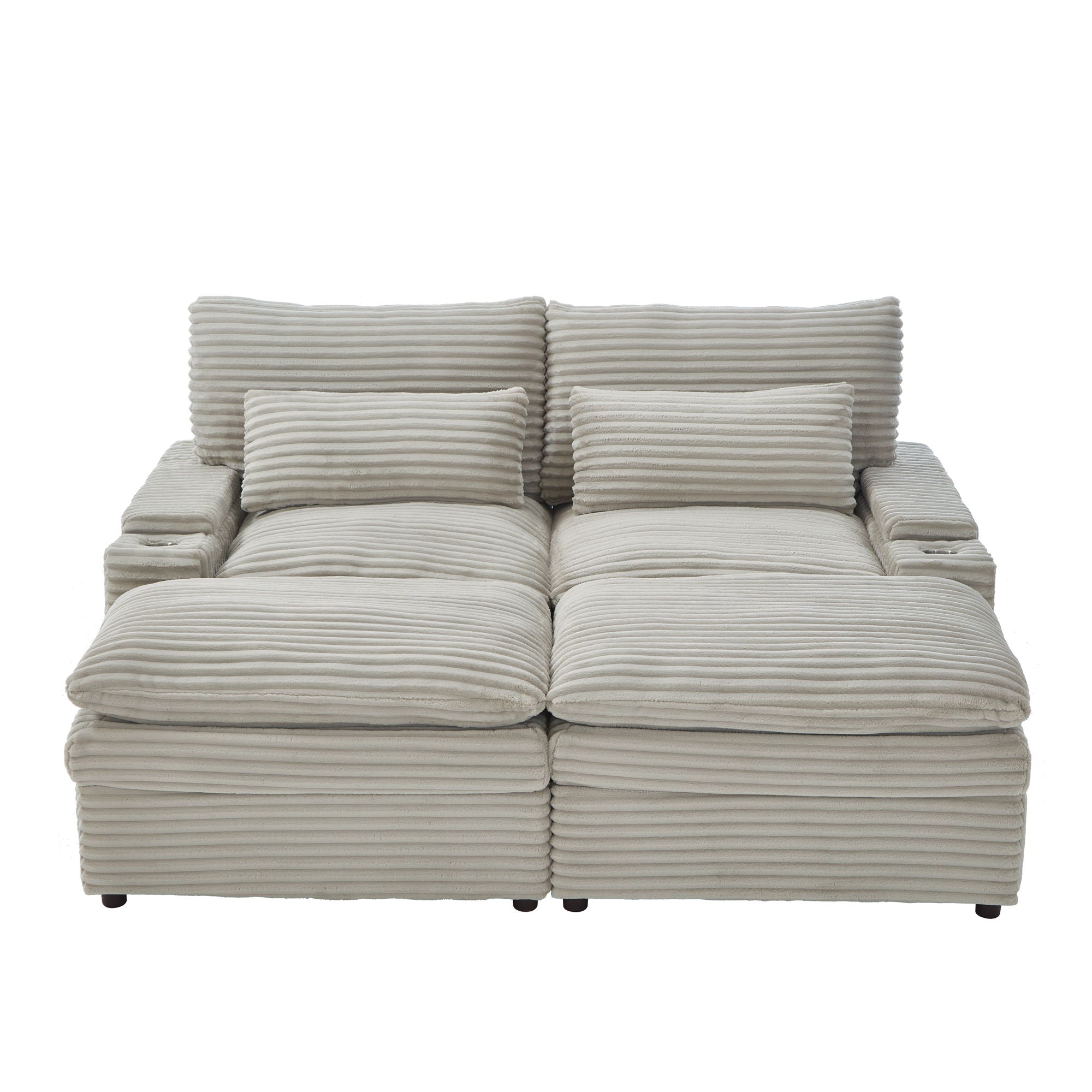 Loveseat Sofa Sectional Convertible With Storage And USB Ports - Gray