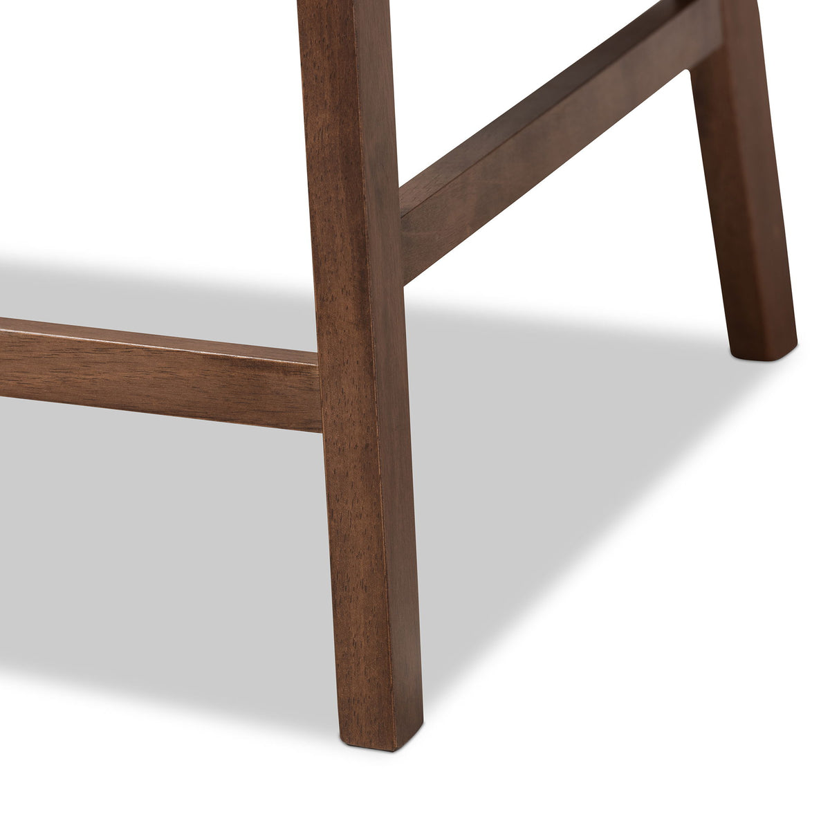 Larine Modern and Contemporary Light Grey Fabric Upholstered Walnut Finished 2-Piece Wood Counter Stool Set