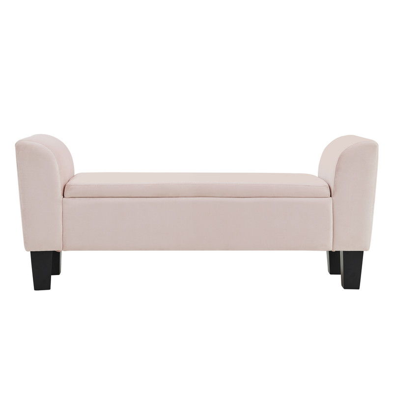 Mila 55"W Pink Velvet Ottoman Bench with Storage